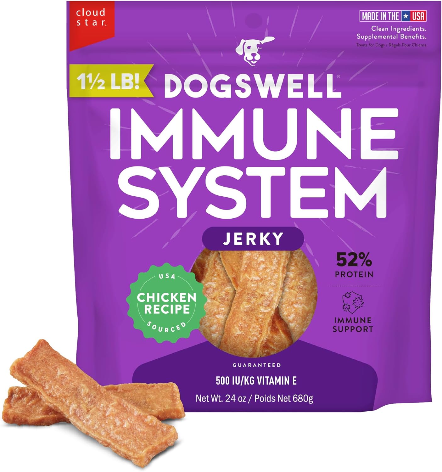 DOGSWELL Immunity & Defense Chicken Jerky for Healthy Aging