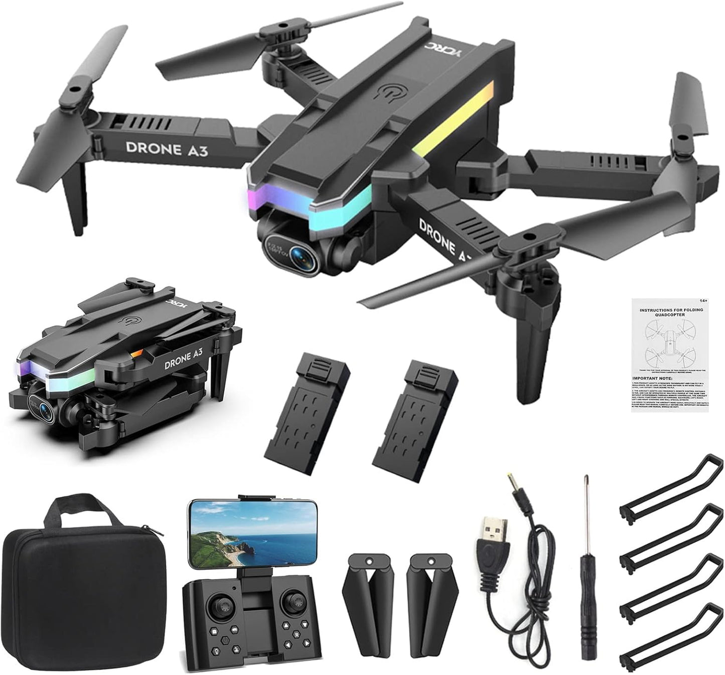 CENGNIAN 4K HD Camera Drone: Altitude Hold, 3D Flips, LED Flash - Ultimate Aerial Fun!