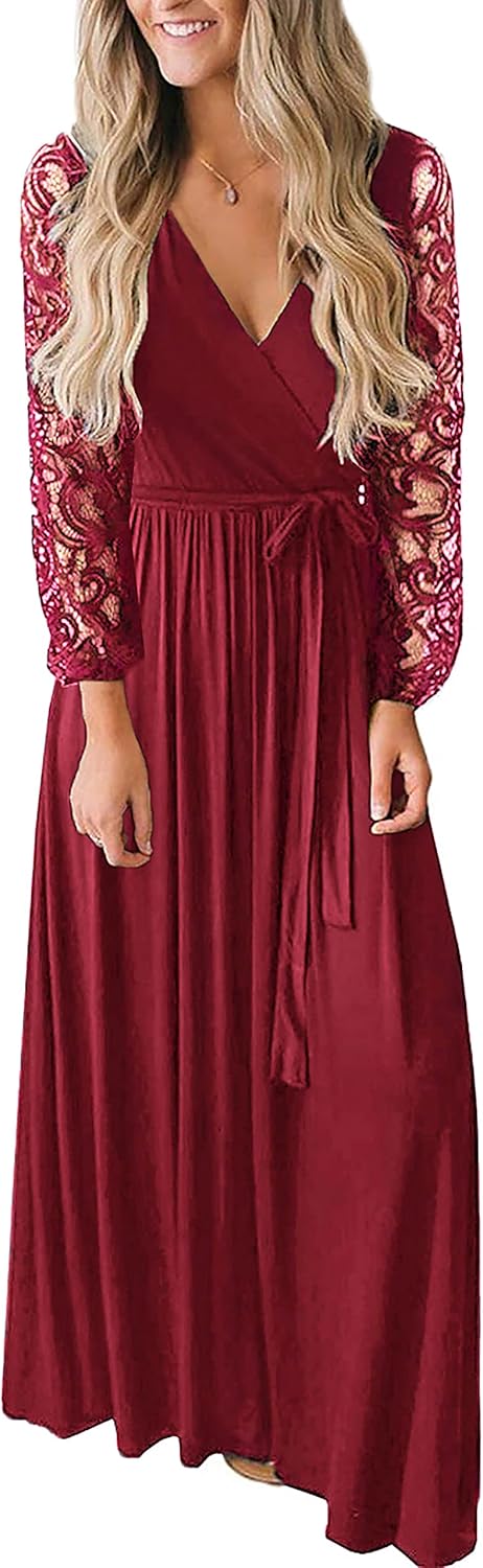 Kranda Womens Vintage Floral Lace Long Sleeve Maxi Dress Review
