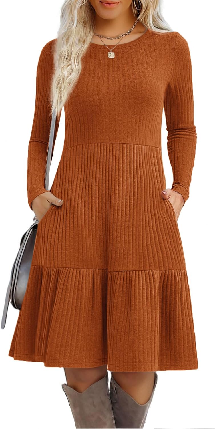 Zeagoo Womens Long Sleeve Fall Dresses with Pockets for Style