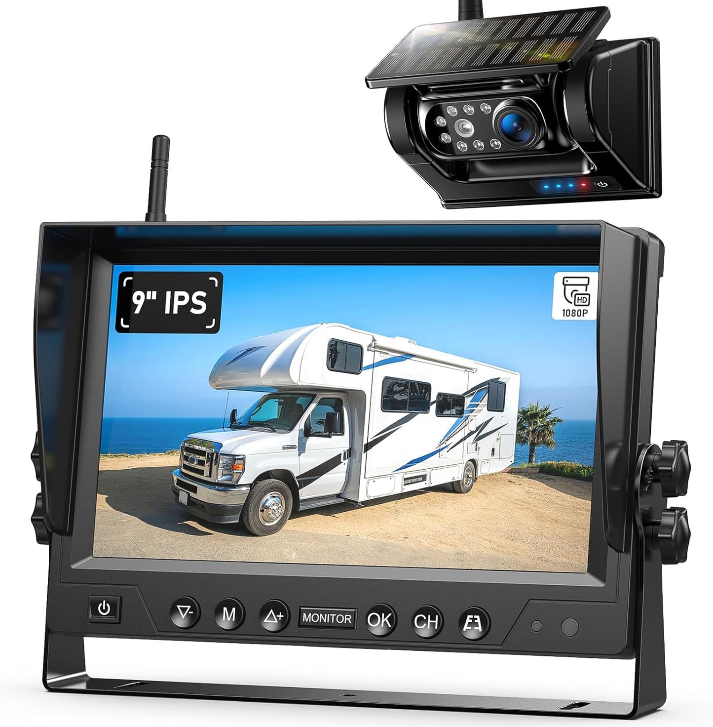 9 Inch Magnetic Solar Wireless Backup Camera System for RVs