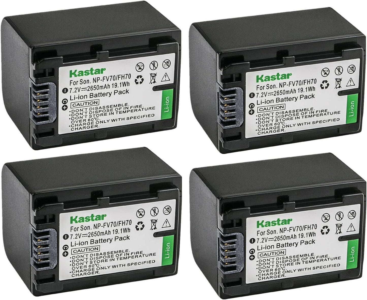 Kastar NP-FV70 Battery Replacement for Sony HDR Cameras - 4-Pack