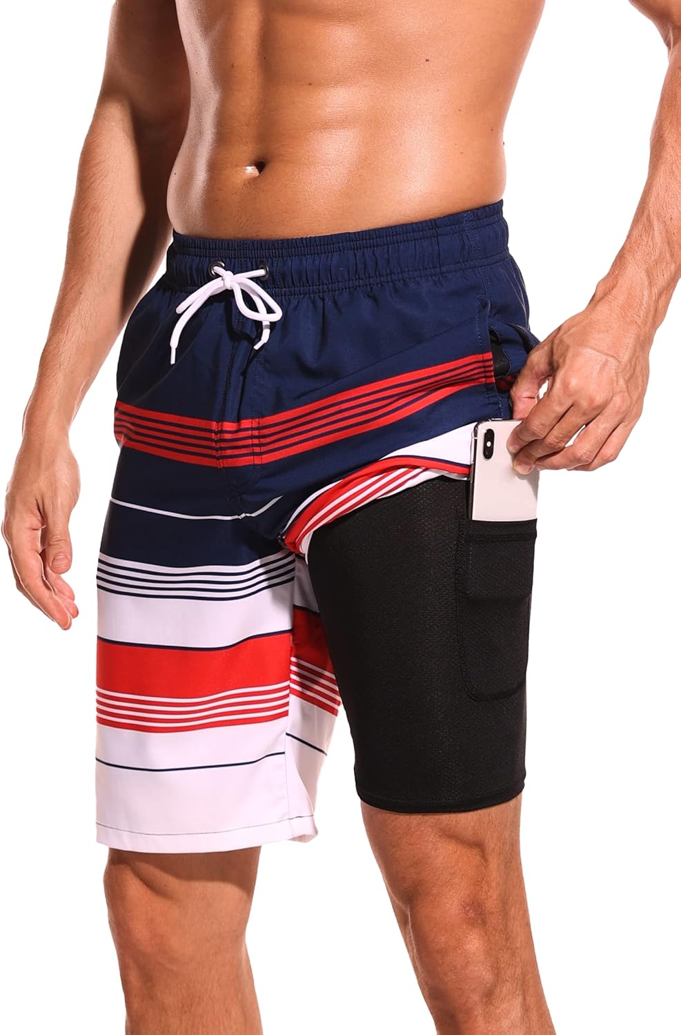 Difficort Mens Swim Trunks with Compression Liner for Comfort