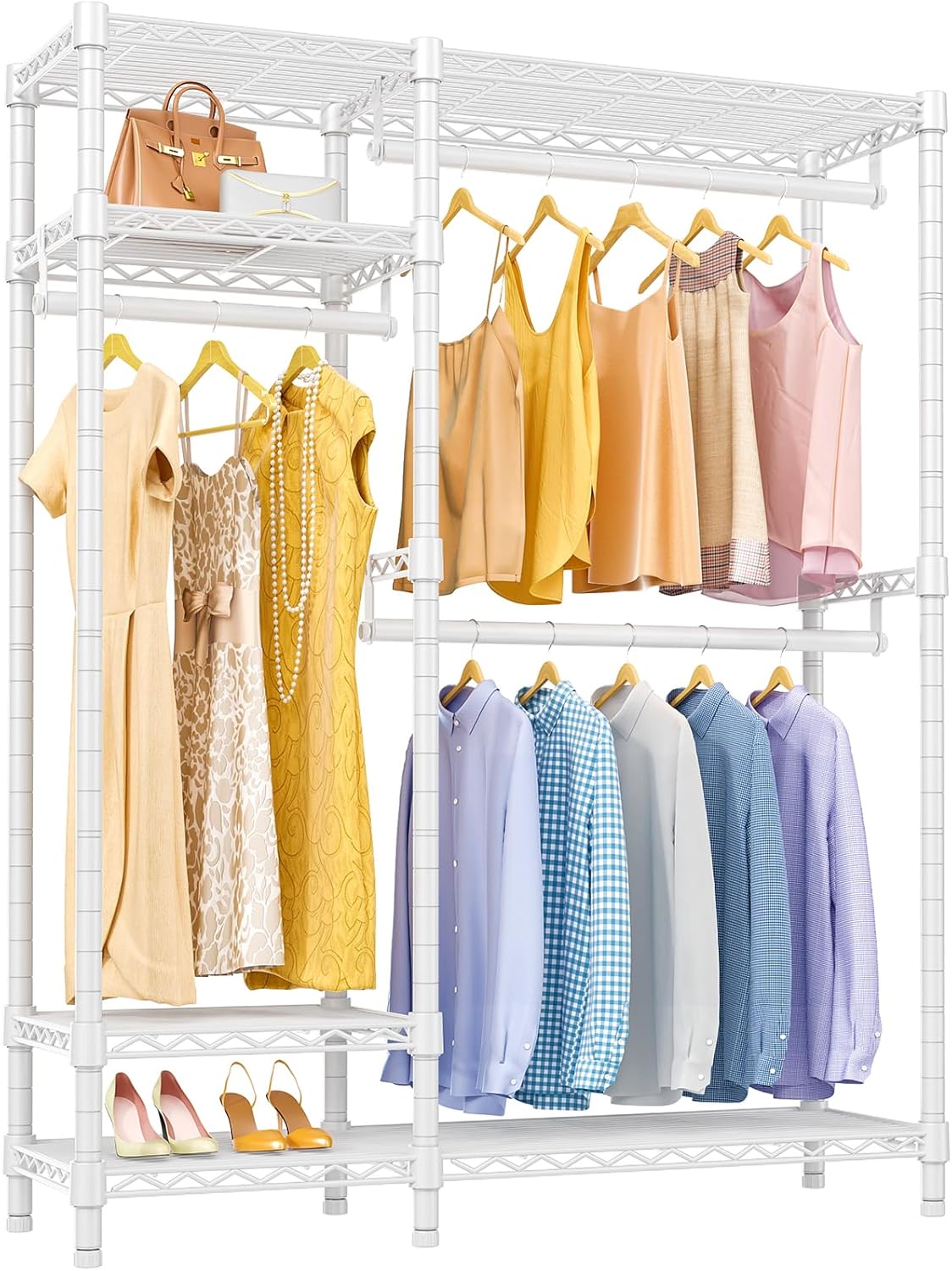 VIPEK V2 Garment Rack with 4 Tiers and 3 Hanging Rods