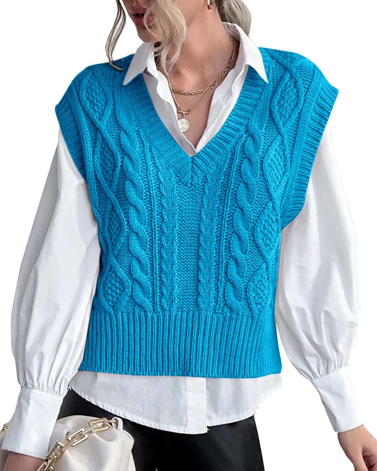 Stylish Sweater Vest for Women V Neck Sleeveless Knit Tops