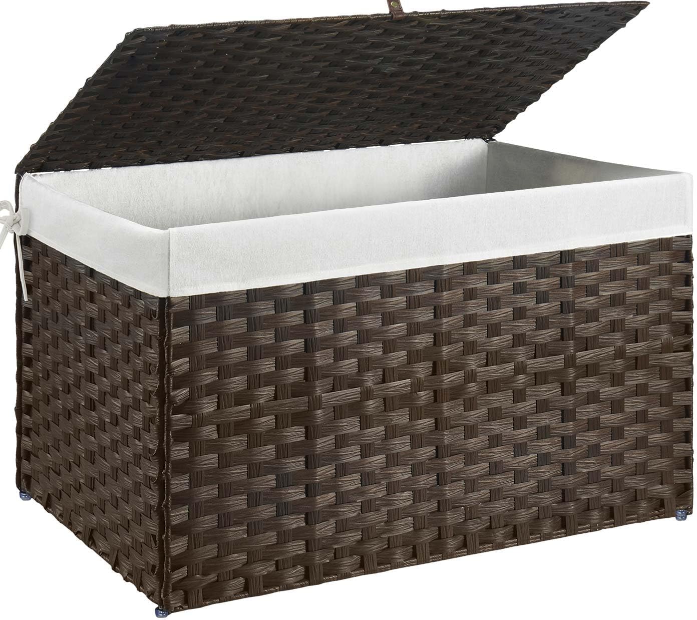 GREENSTELL Large Wicker Storage Basket with Lid for Home Use