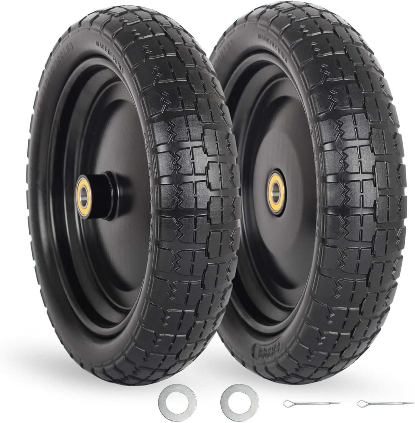 13 Flat-free Solid Tire and Wheel for Garden Wagon Trolley Dolly