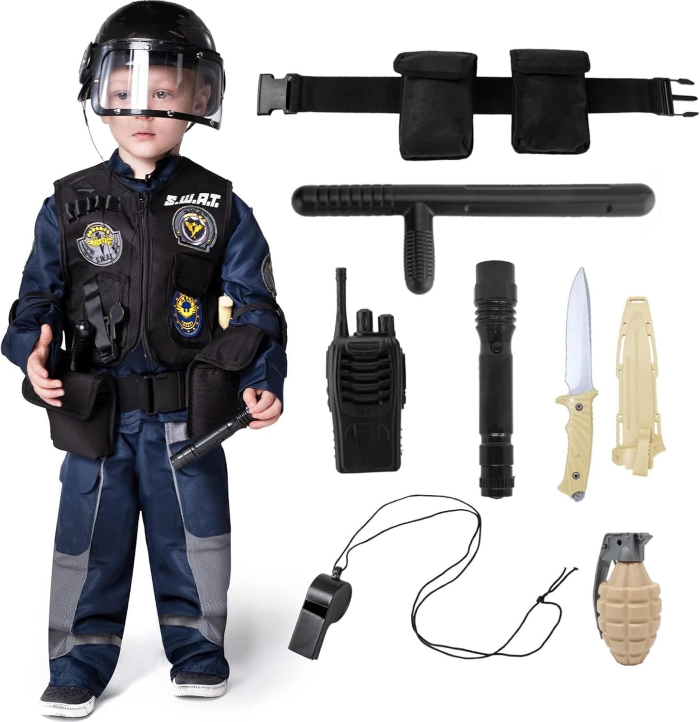 Kids SWAT Police Costume with Accessories