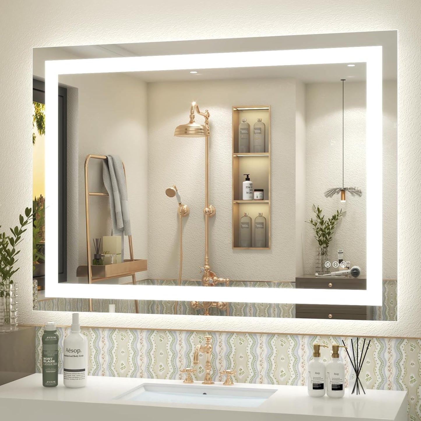 40 x 30 LED Lighted Bathroom Mirror with Dimmable Anti-Fog Feature