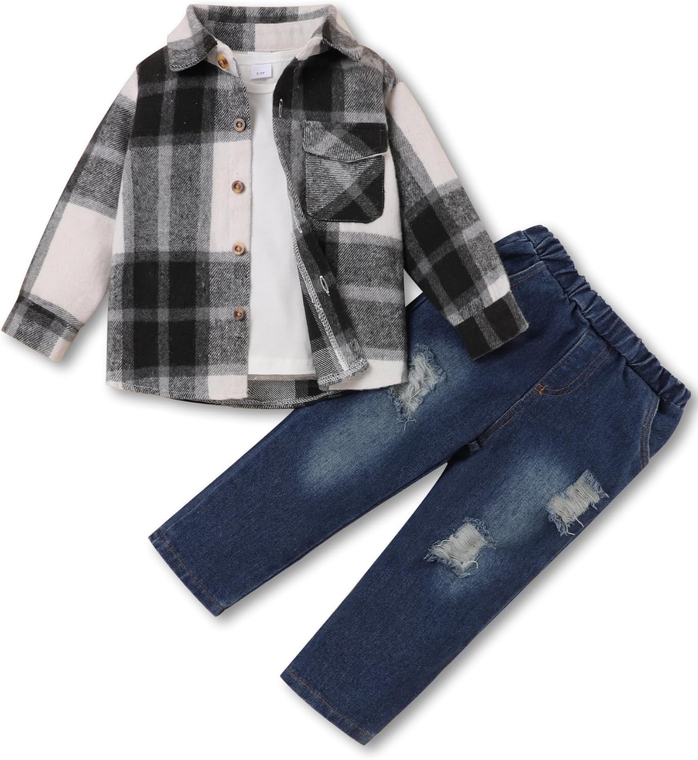 3Pcs Toddler Boy Clothes Set with Button Down Shirt and Pants