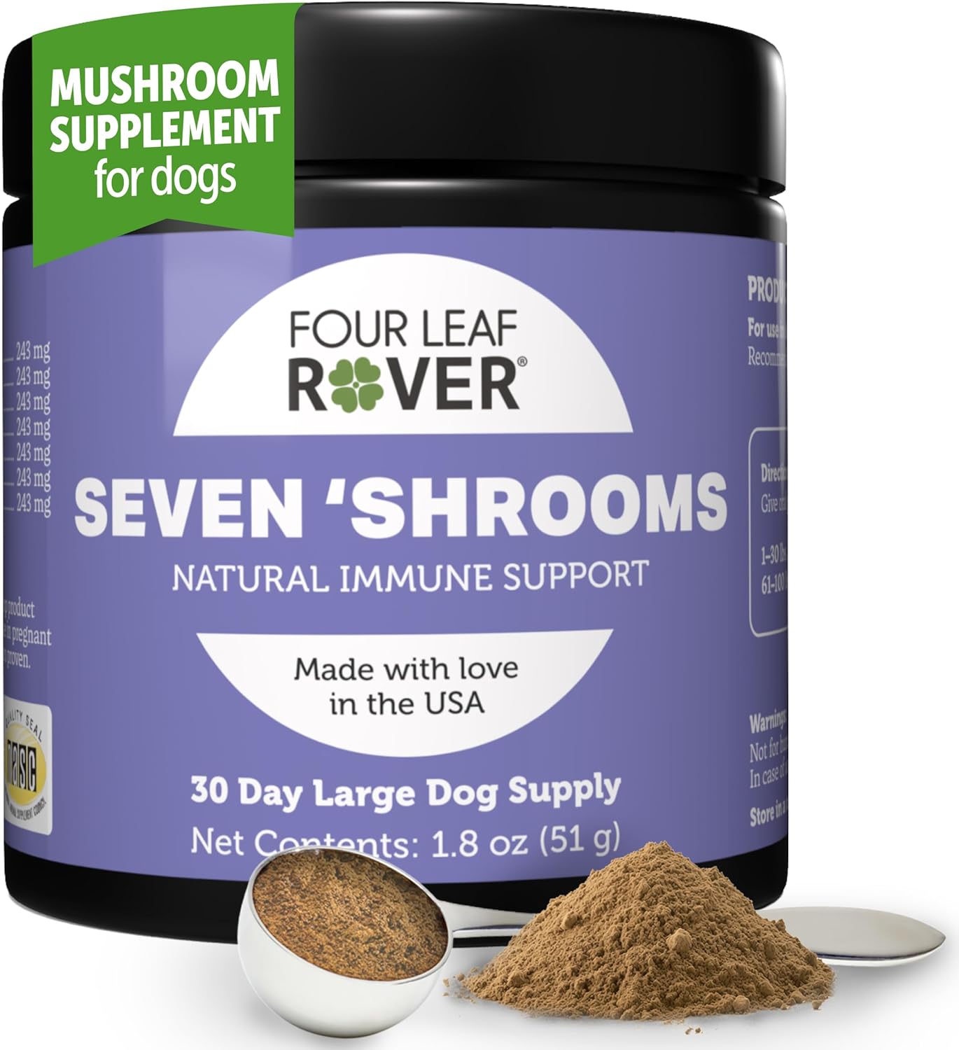 Four Leaf Rover Seven Shrooms - Organic Mushroom Supplement for Dogs