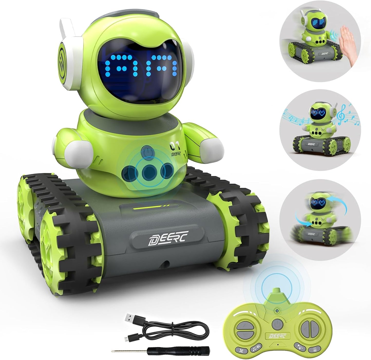 DEERC Kids Robot: Gesture Control, Music, LED Eyes