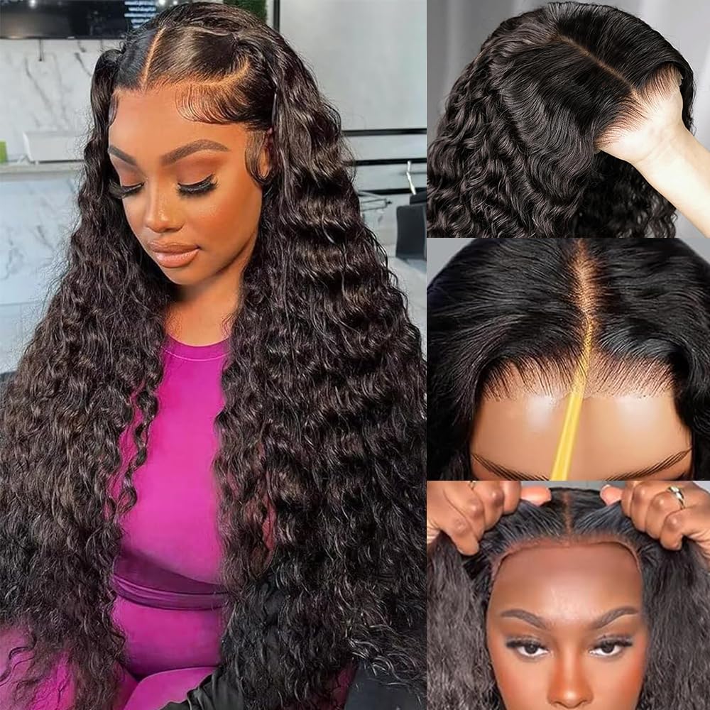 Glueless Wigs Human Hair 5x5 Deep Wave Lace Closure Wigs