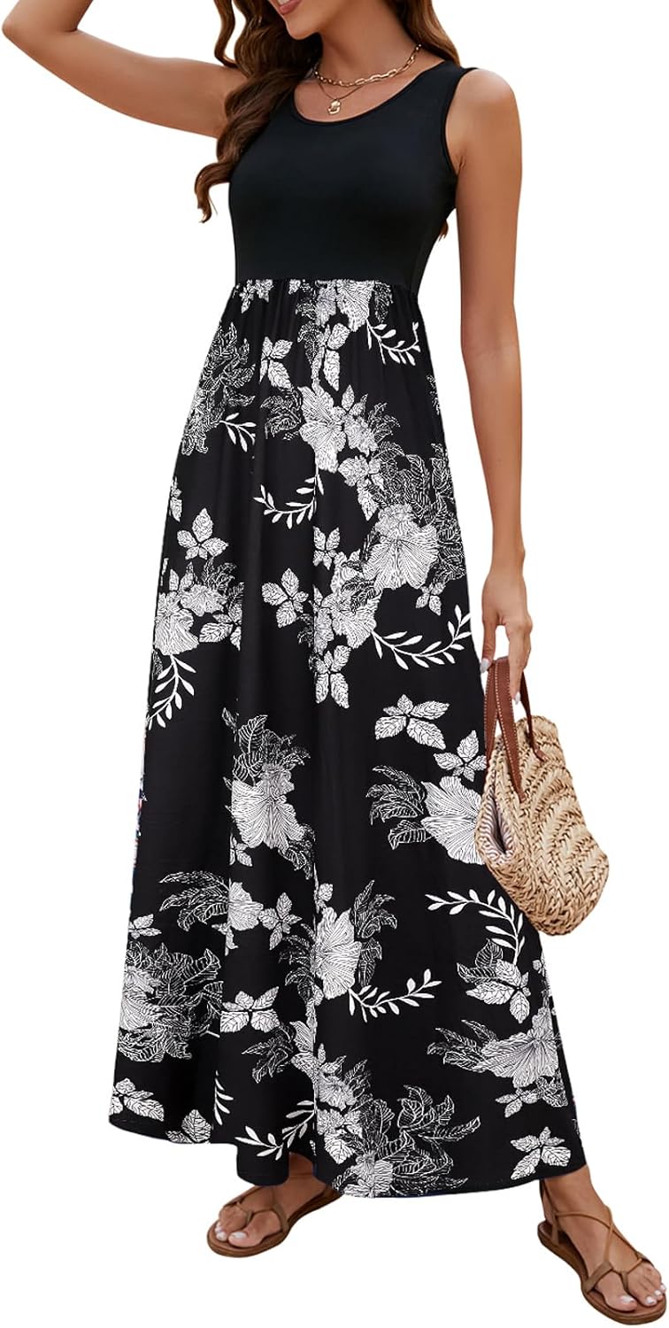 Boho Chevron Striped Floral Maxi Dress for Women by Sherosa