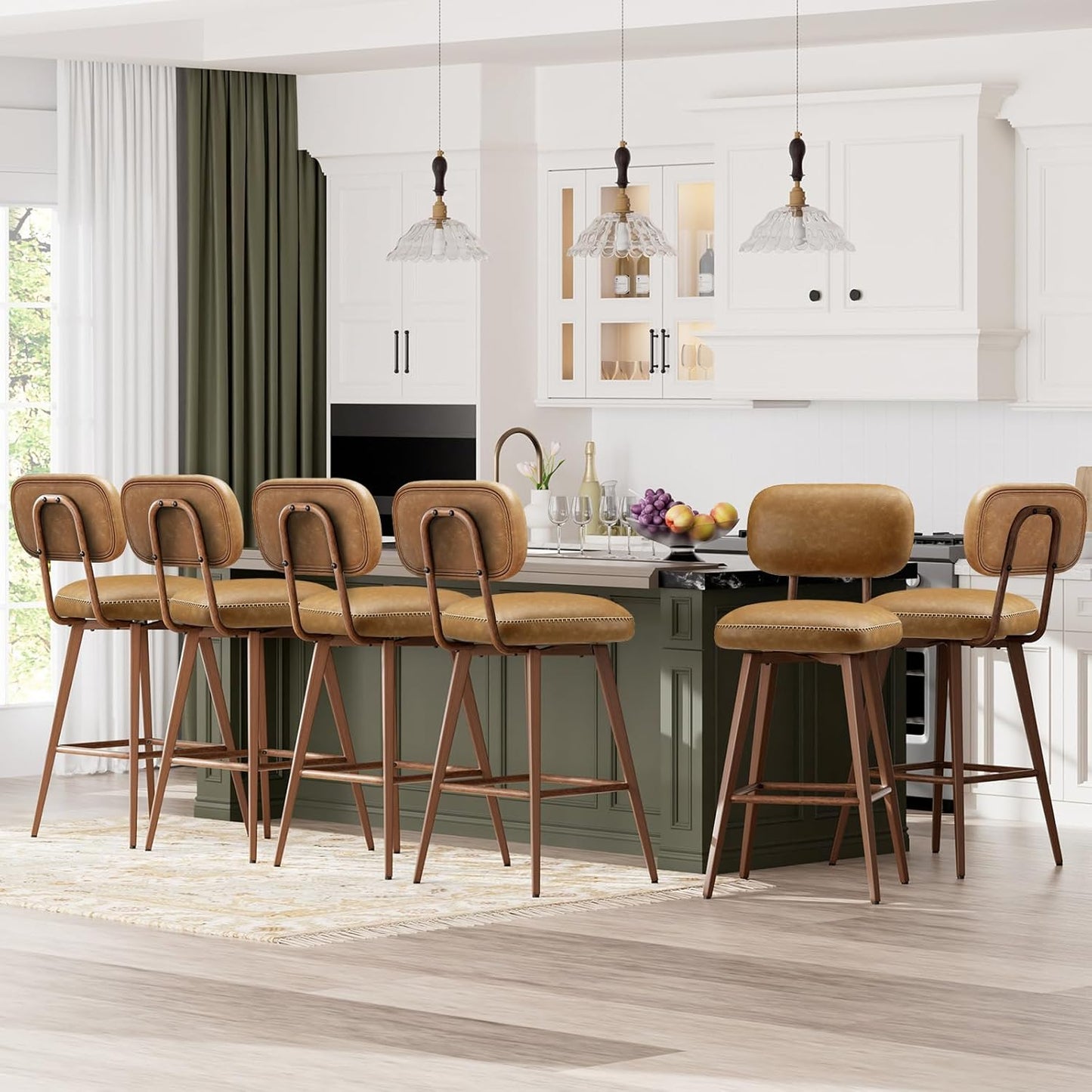 Swivel Bar Stools Set of 6 for Modern Kitchen and Dining Areas