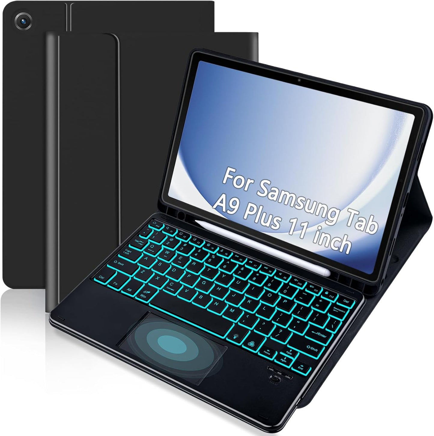 Trackpad Keyboard Case for Samsung Galaxy Tab A9 Plus 11 in Black