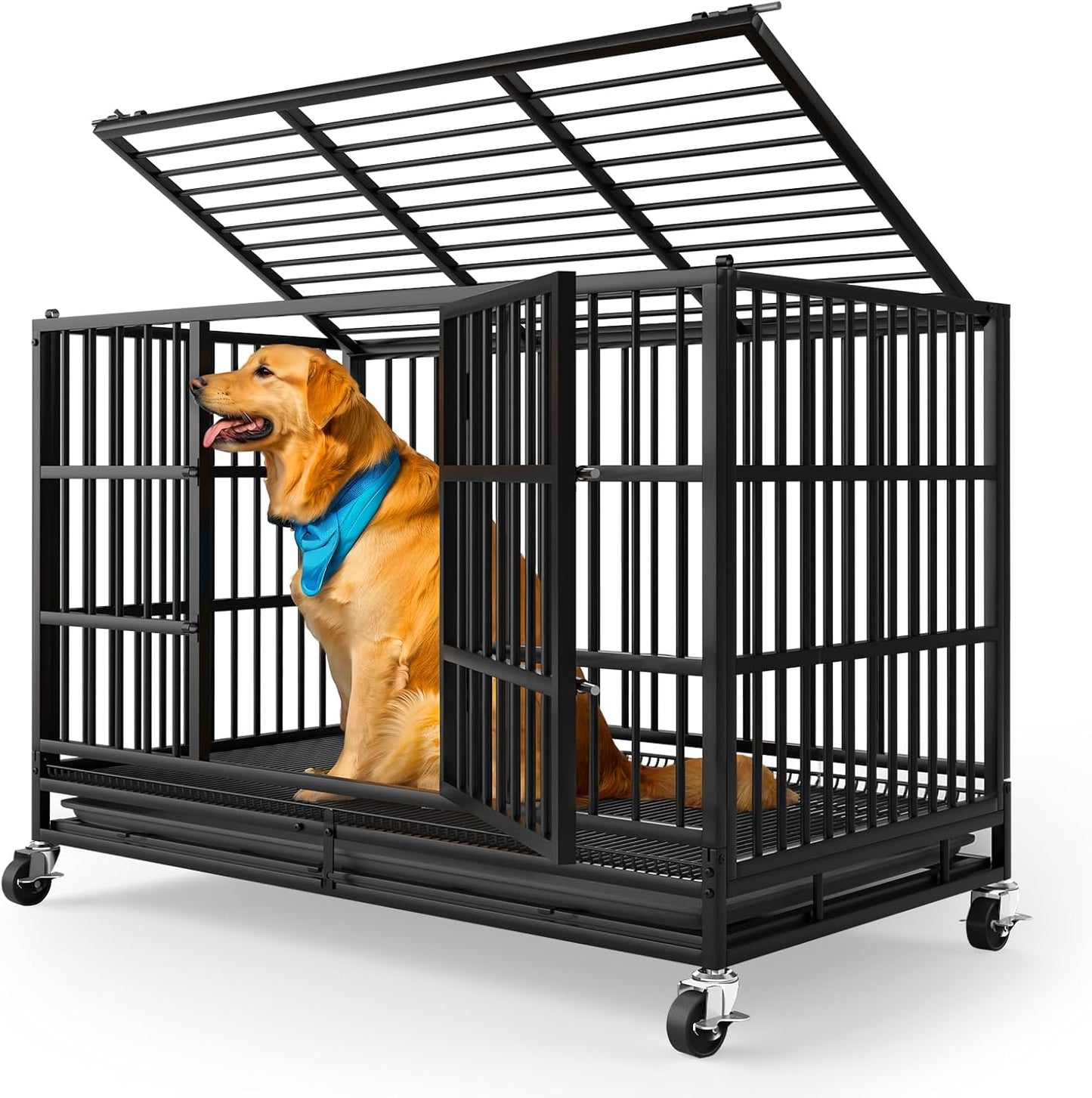 Indestructible Dog Crate for Large Dogs - Heavy Duty Design