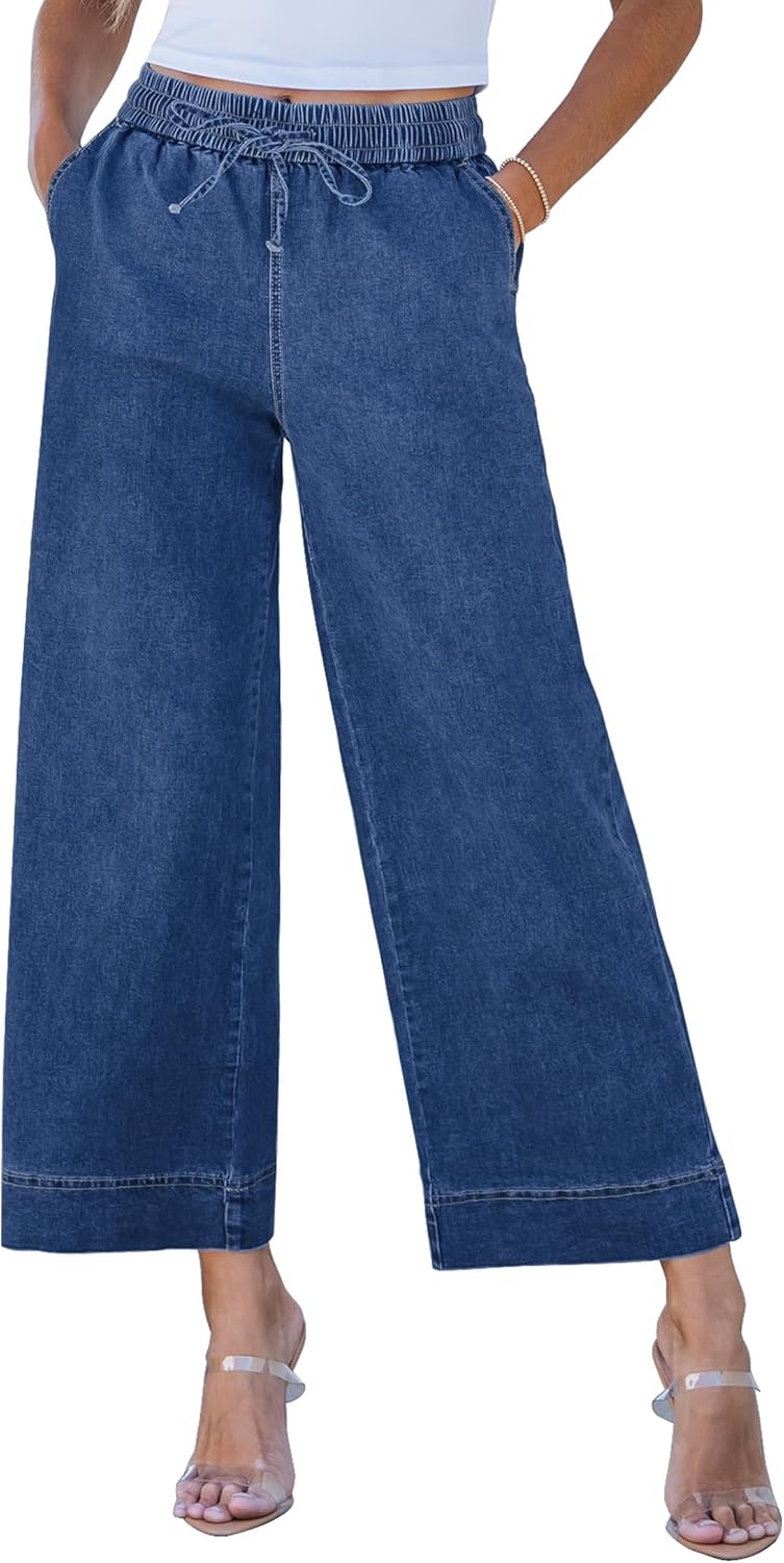 Luvamia Wide Leg Jeans for Women - High Waisted Cropped Style