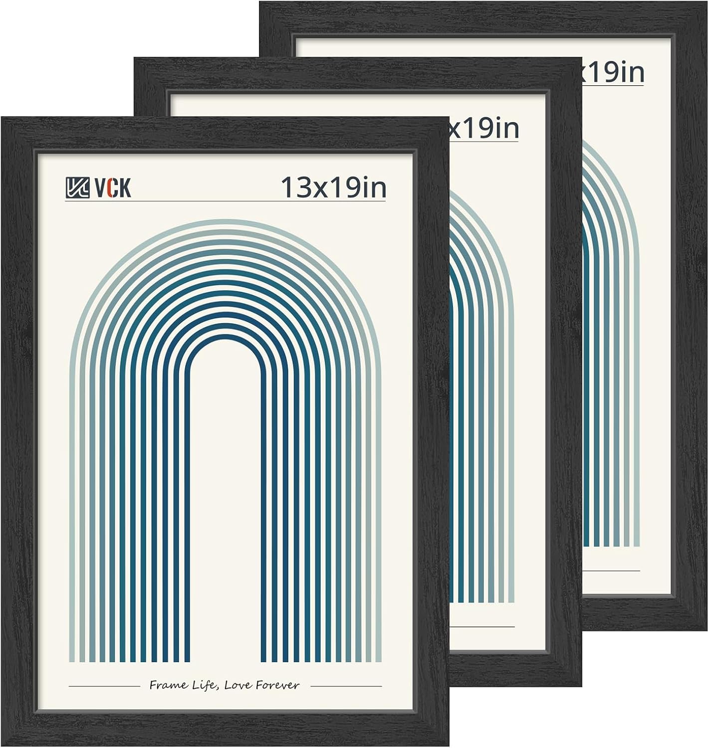 VCK 13x19 Black Picture Frame Set of 3 for Home and Gallery