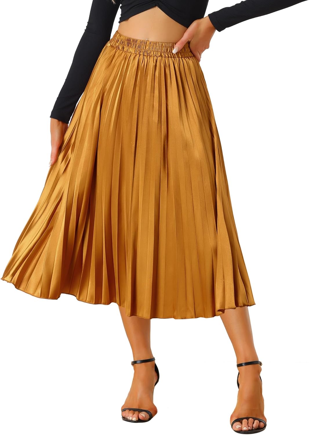 Allegra K Women Pleated Skirt Midi Length for Stylish Occasions