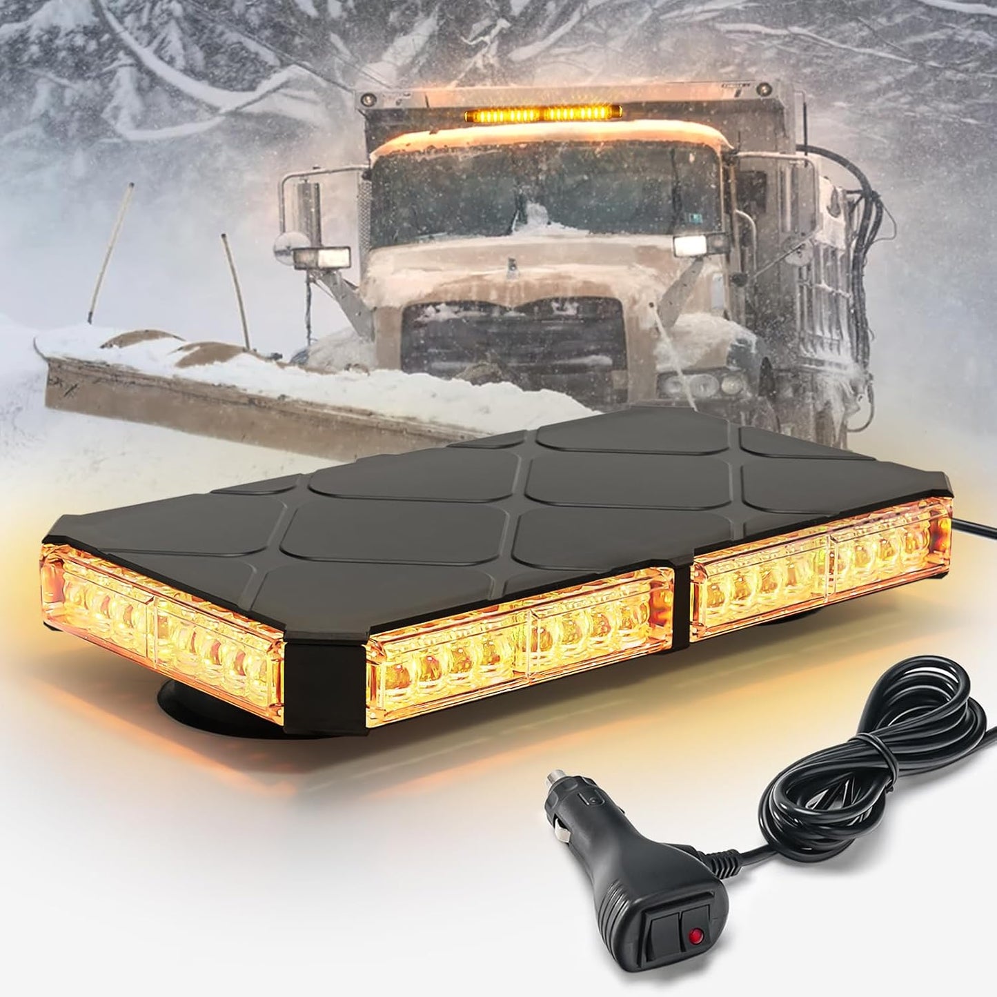 2-PCS Amber Rooftop Magnetic Strobe Lights for Emergency Vehicles