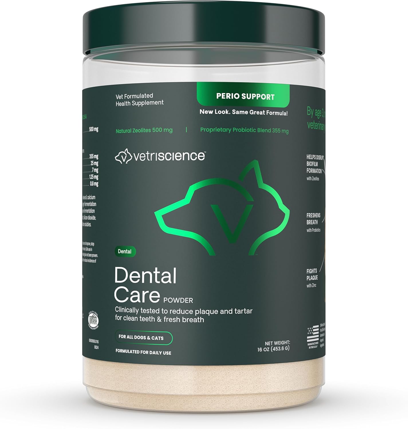 VetriScience Dental Care Powder for Dogs & Cats - 16 oz