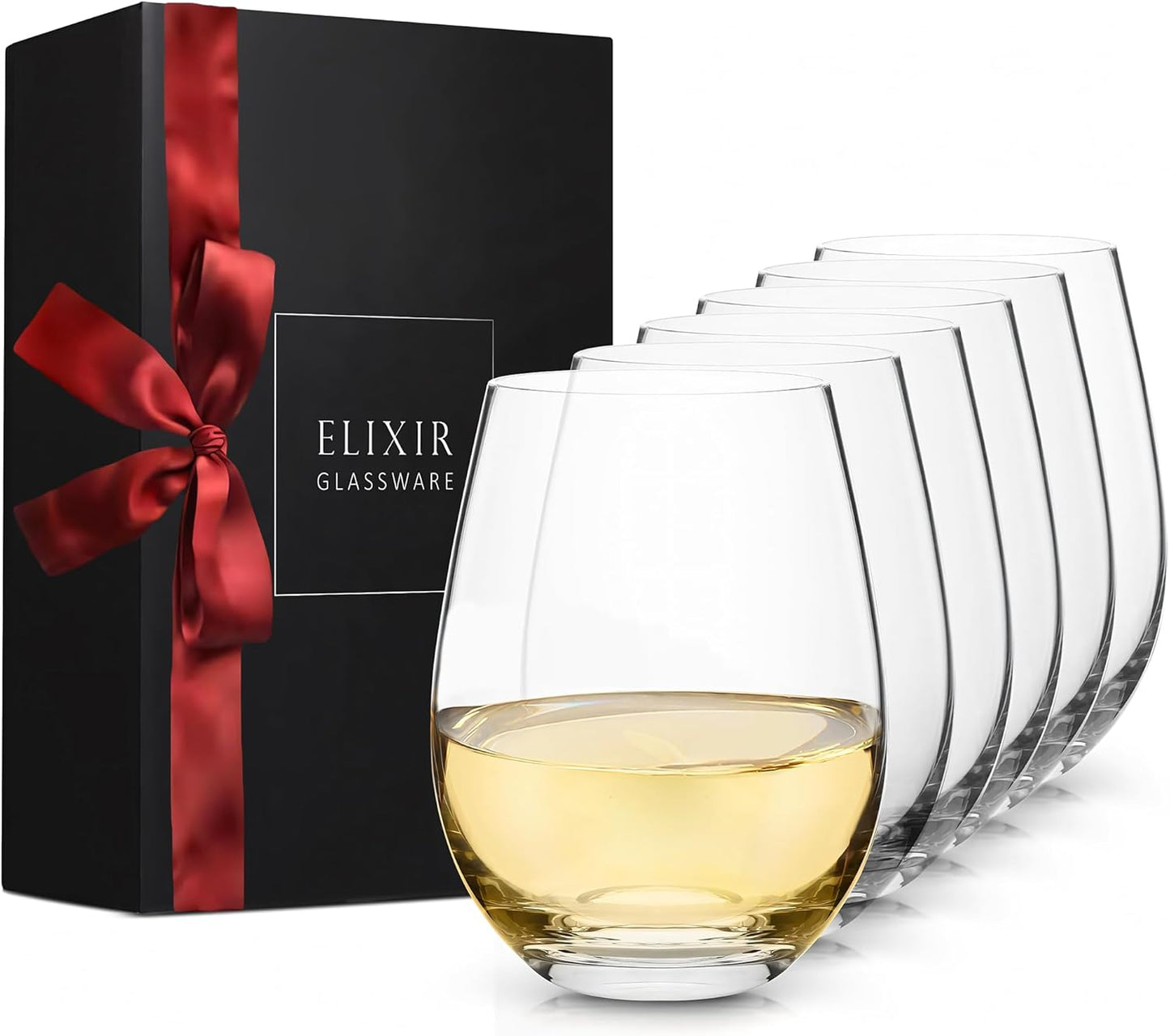 Stemless Wine Glasses Set of 6 - Premium Crystal for All Wines