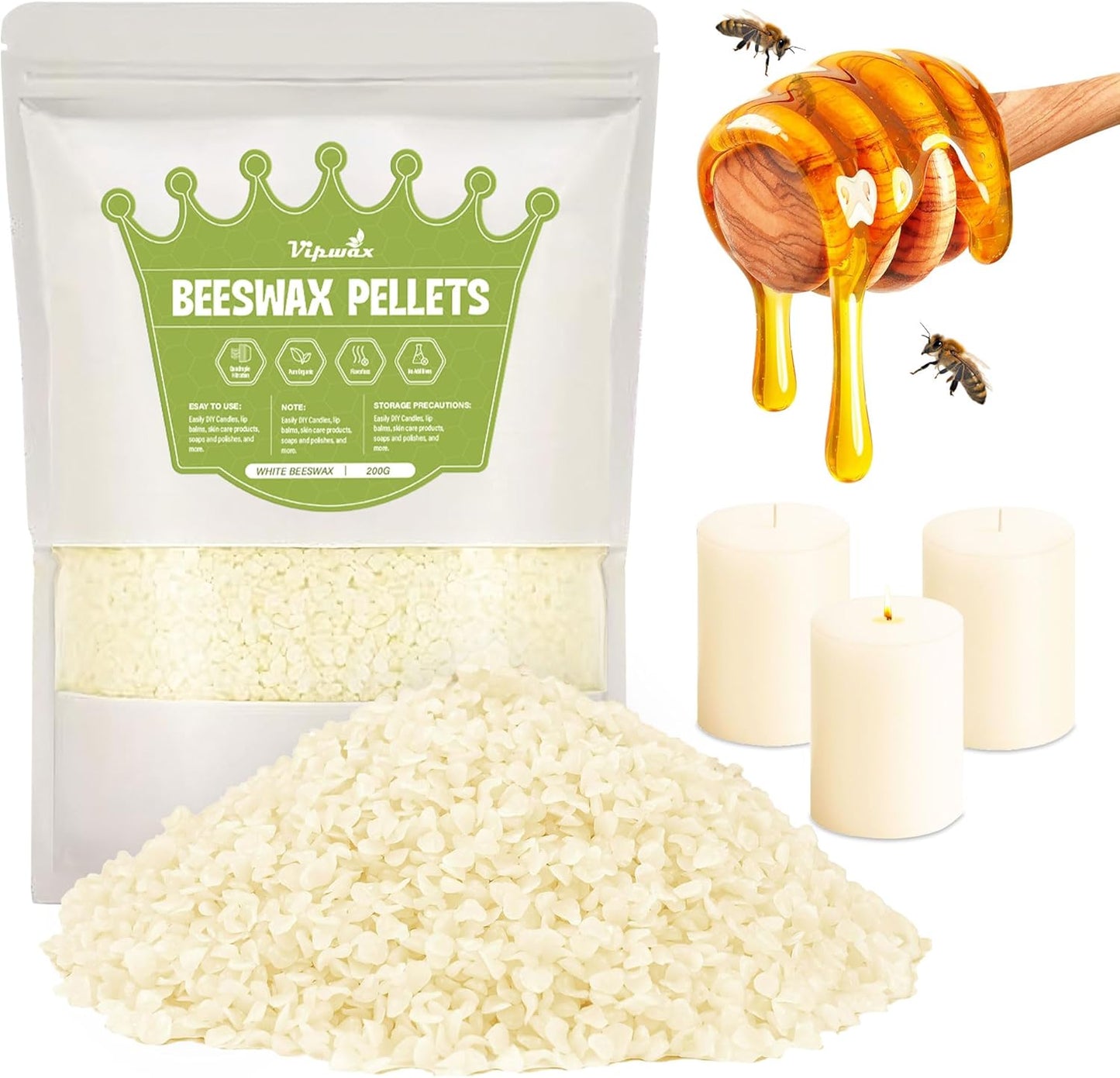 Organic Beeswax Pellets for Crafts & Skincare by VIPwax