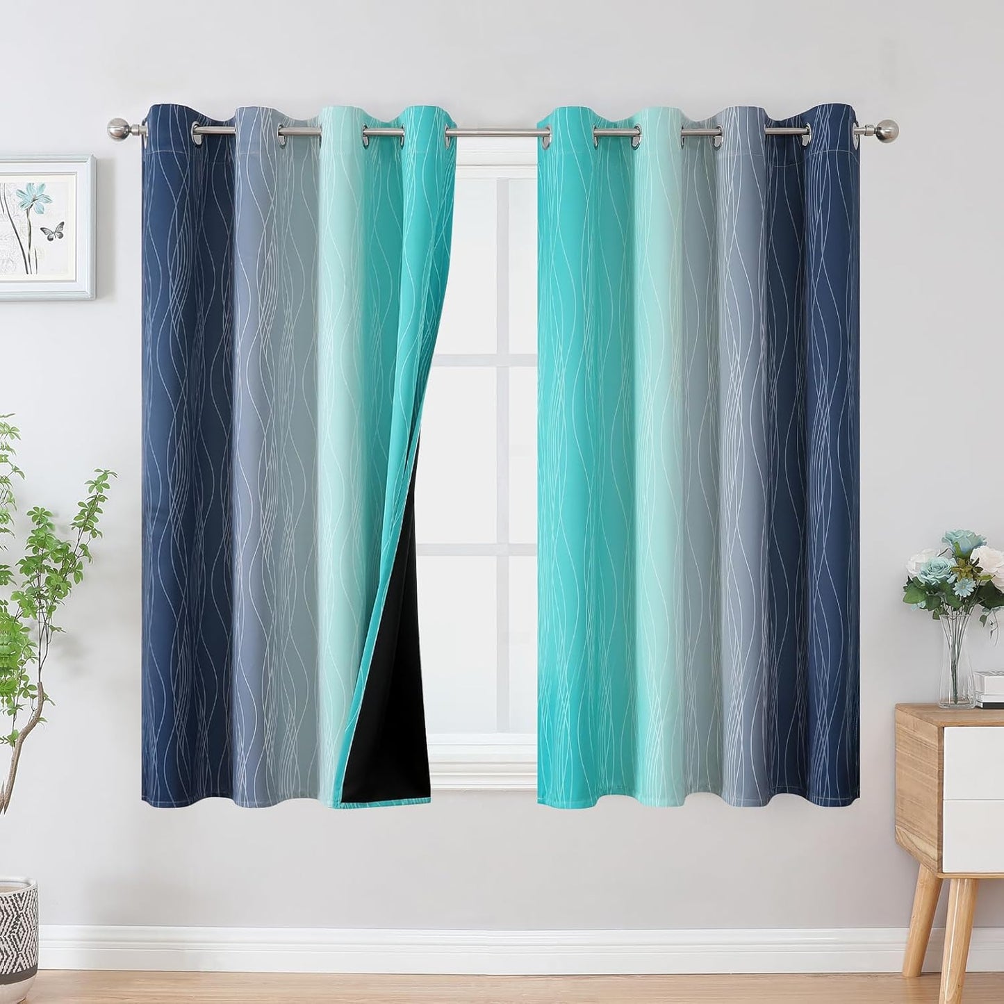 Ombre Blackout Curtains for Living Room and Bedroom 54 Inch
