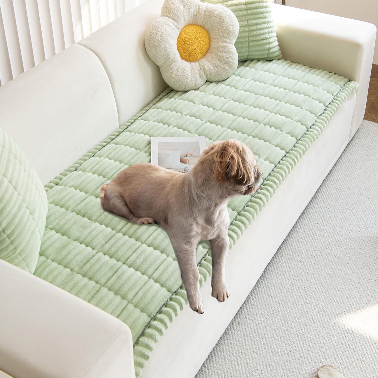 Non Slip Fuzzy Pet Couch Covers for Sofa - Durable Protection