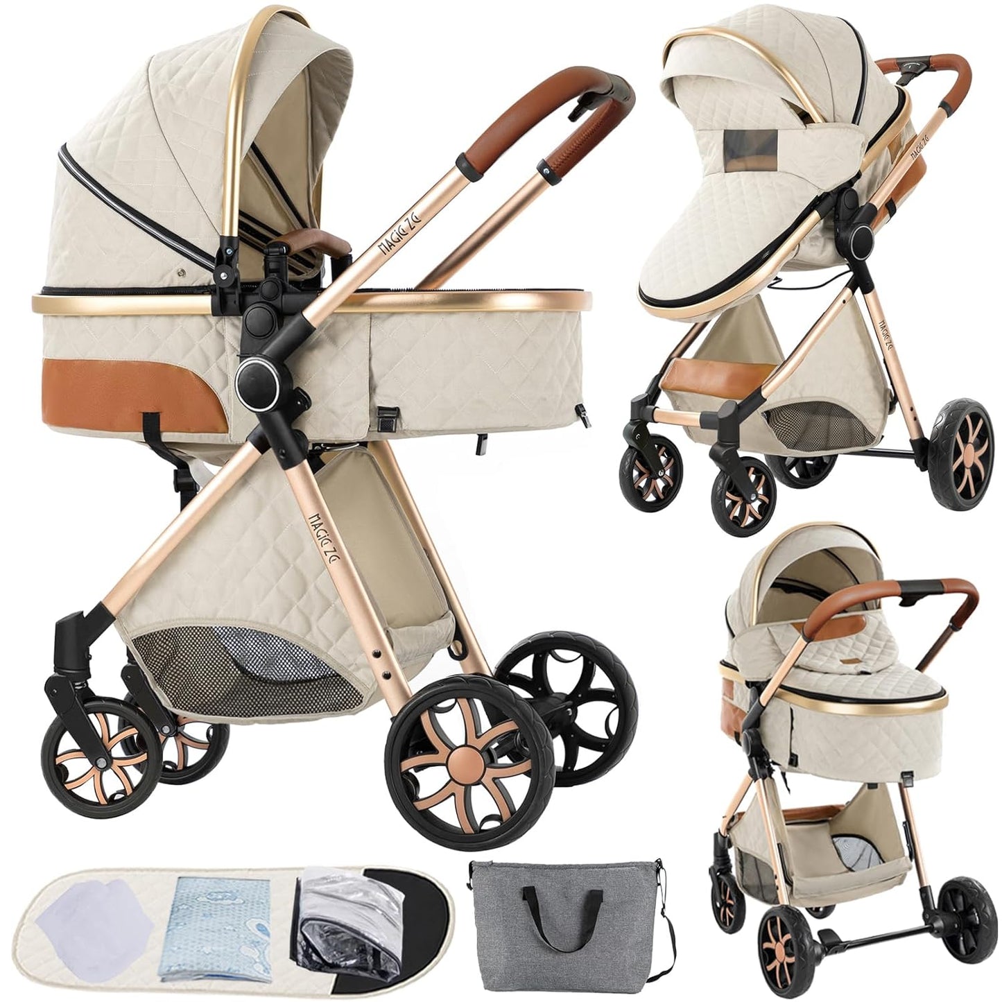 2 in 1 Baby Stroller with Bassinet for Newborns and Toddlers