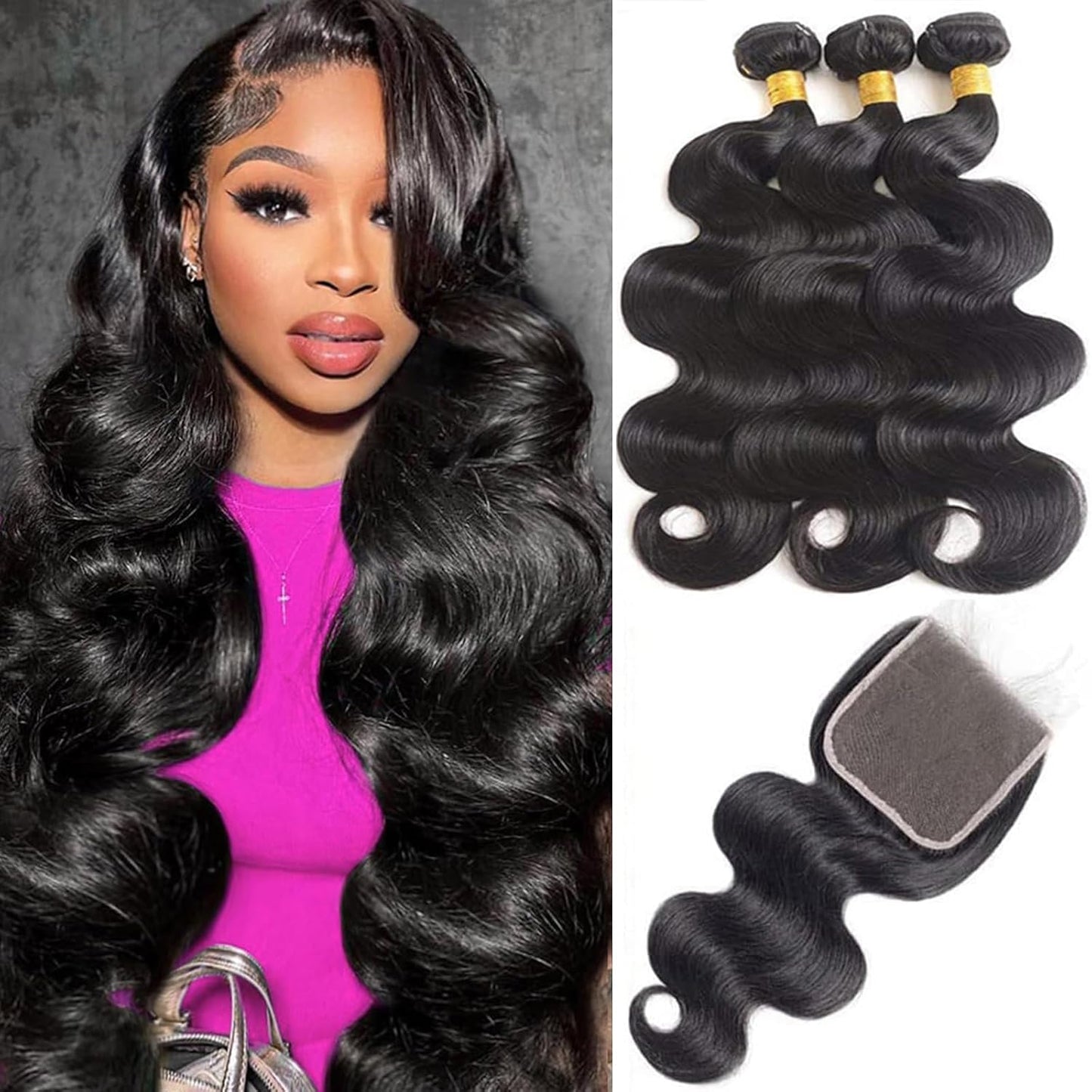Body Wave Human Hair Bundles with Closure for Stunning Styles