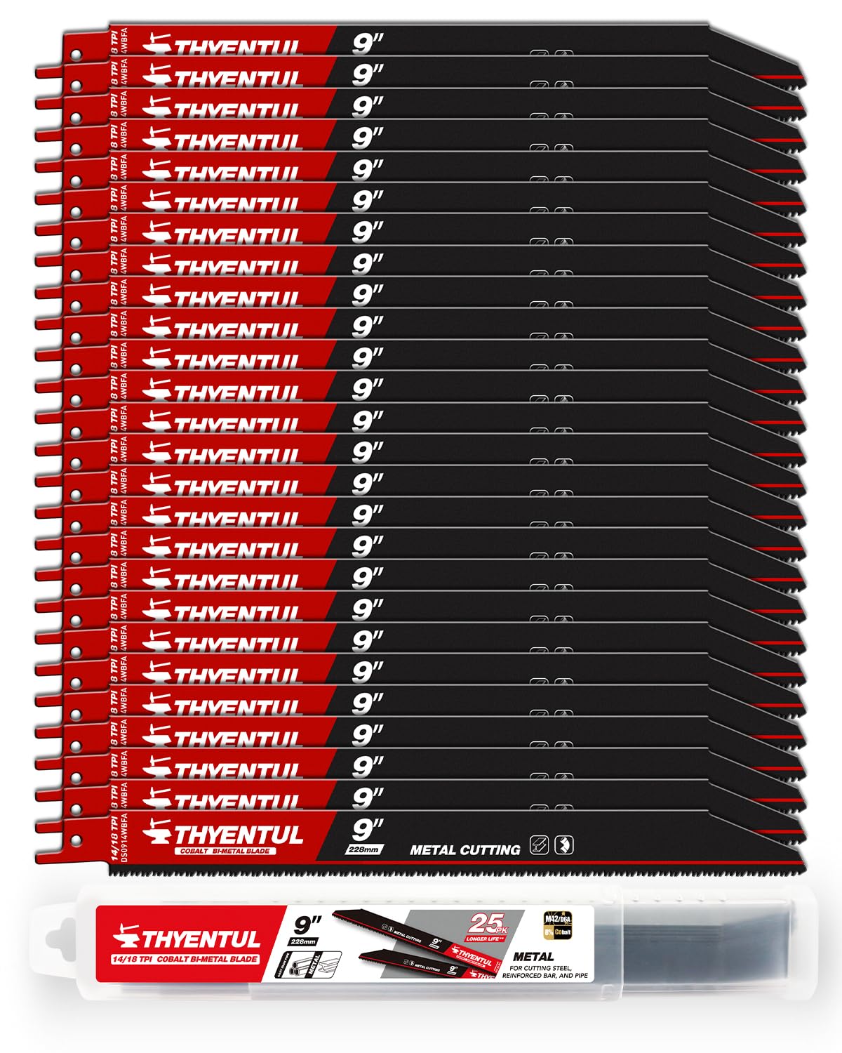 25 Pack 9 inch Reciprocating Saw Blades for Metal Cutting