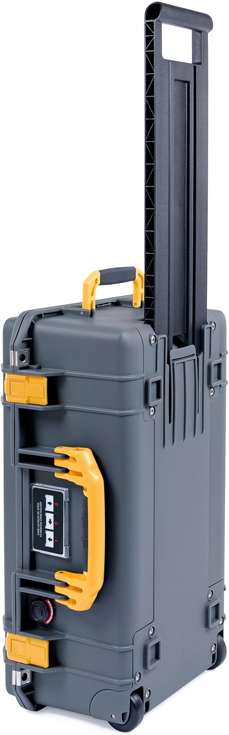 Pelican 1535 Air Case with Yellow Handles and Wheels for Travel