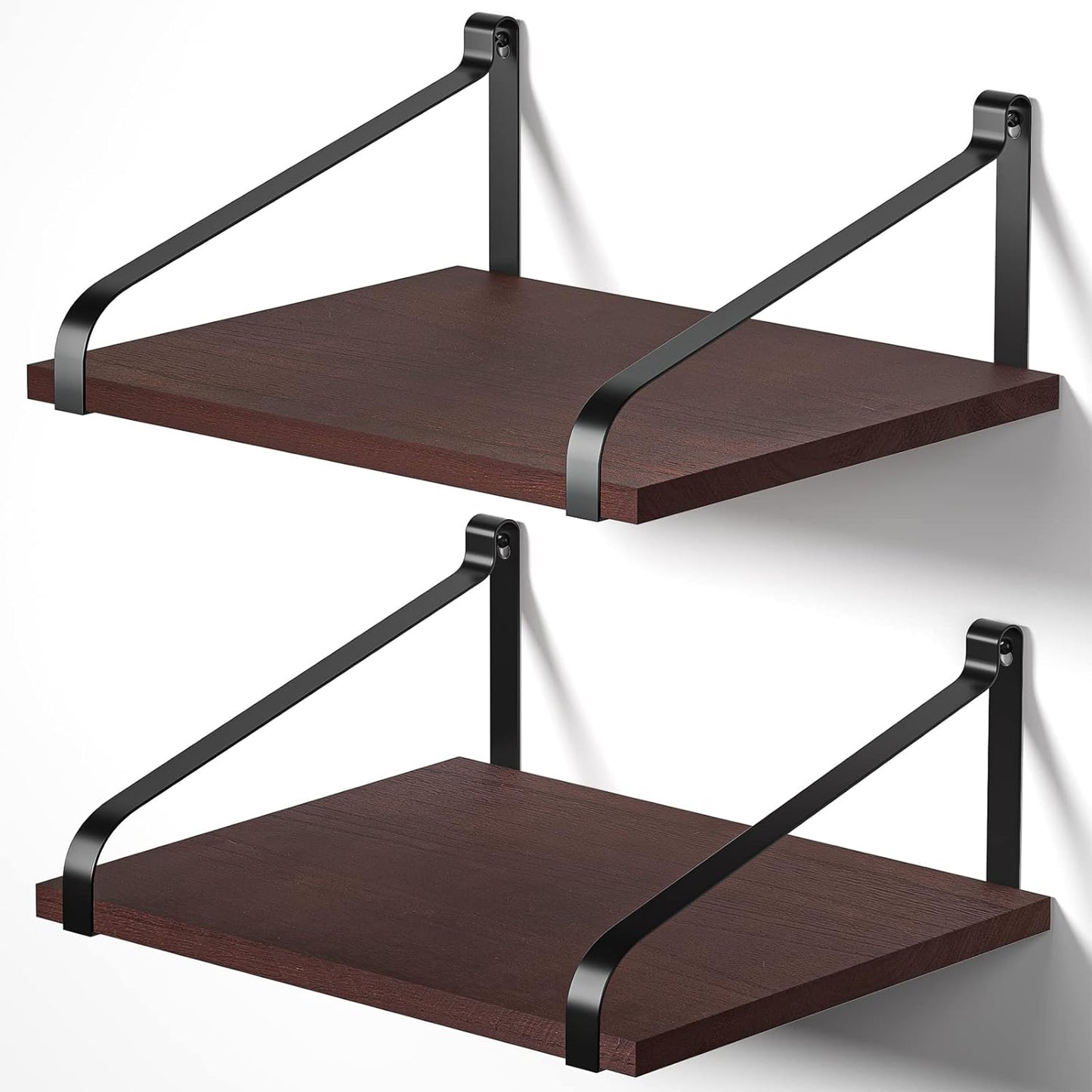 Love-KANKEI Dark Walnut Floating Shelves - Stylish Storage Solution