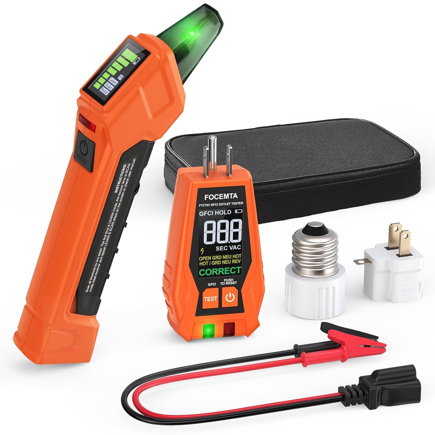 Circuit Breaker Finder Kit with GFCI Outlet Tester for 90-135V