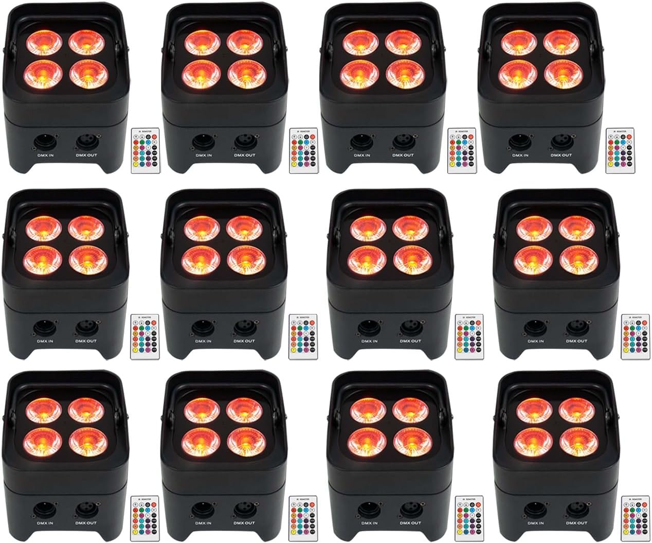 12 Rockville BEST PAR 50 Wireless DMX RGBWA UV Wash Lights