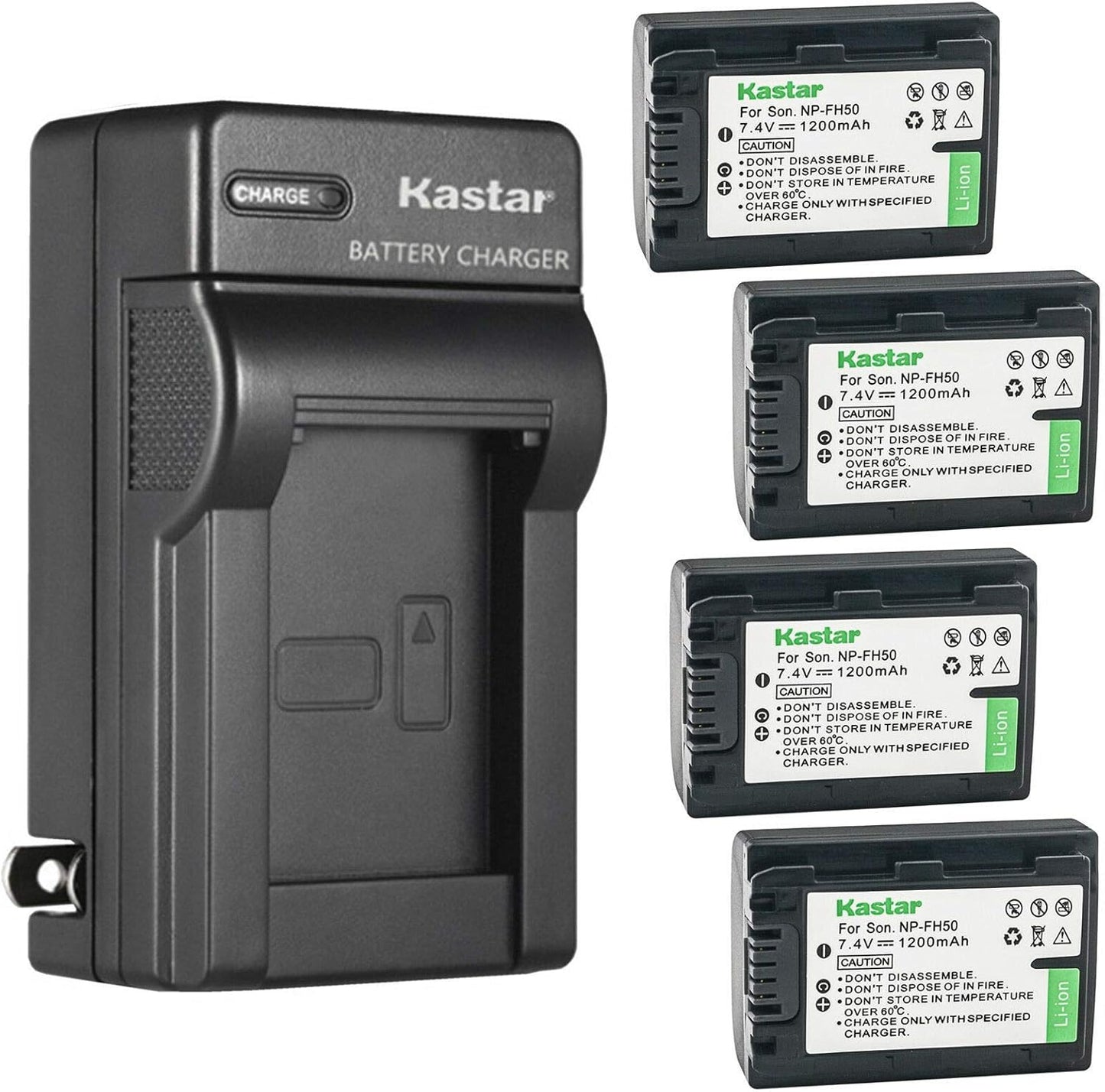 Kastar 4-Pack Battery and AC Wall Charger for Sony Cameras