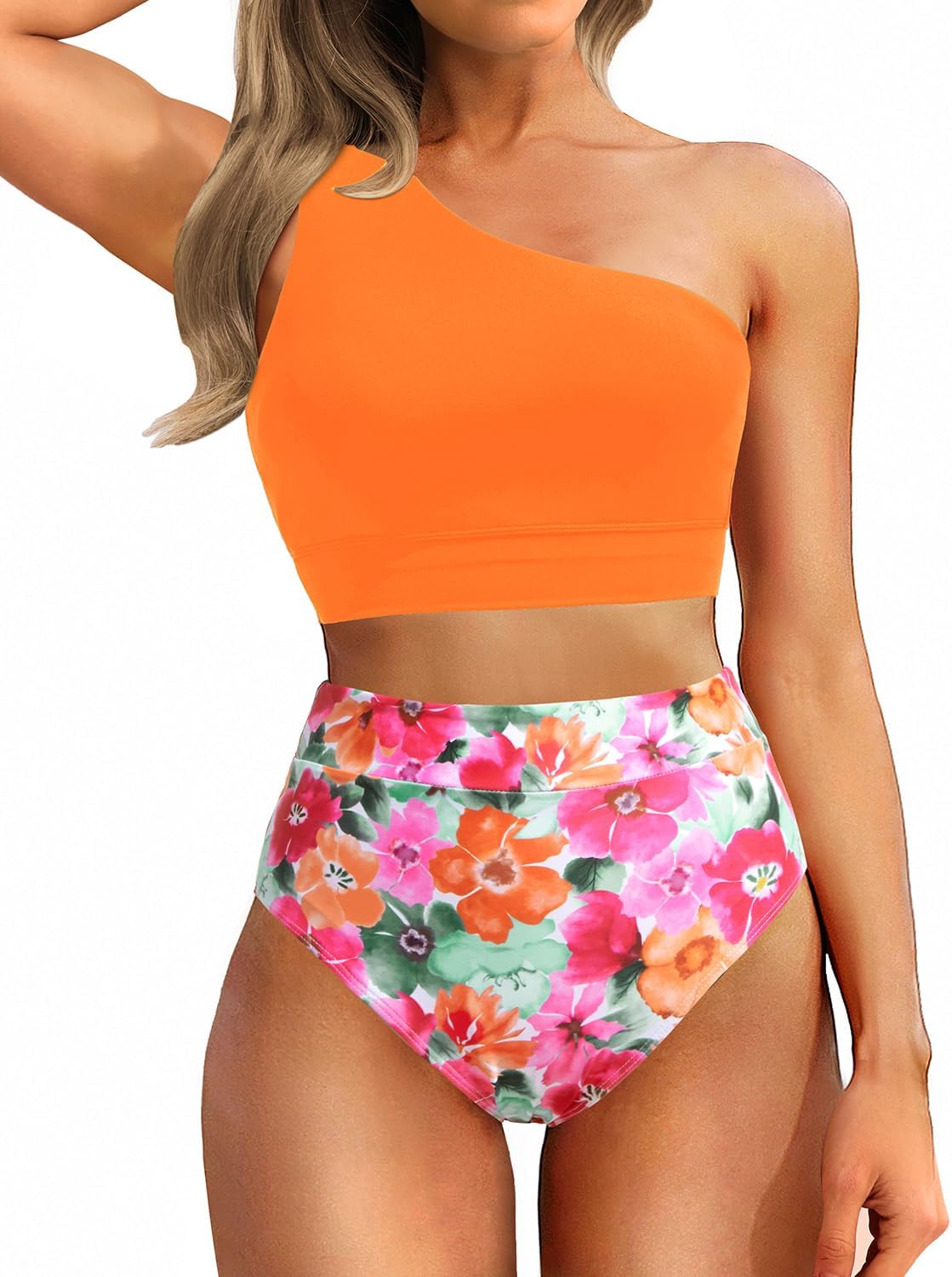 Holipick Women One Shoulder High Waisted Bikini Sets for Summer