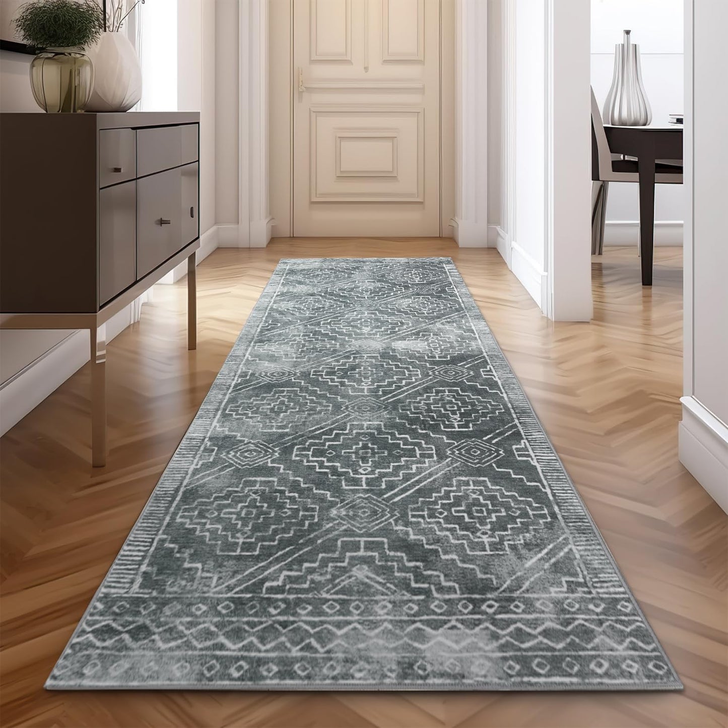 jinchan Hallway Runner Rug 3x7 - Modern Geometric Design