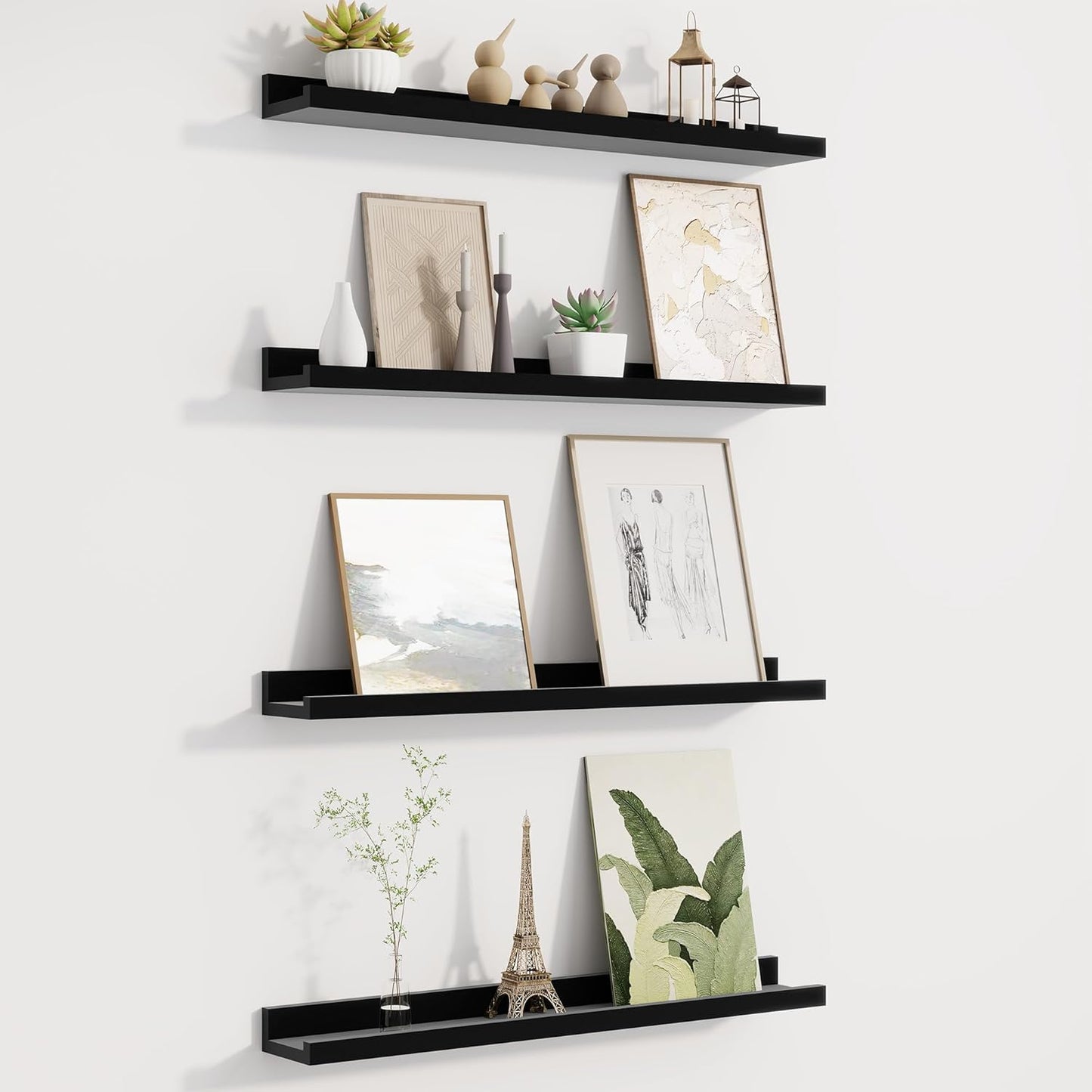 Picture Ledge Shelf for Wall - Set of 4 Floating Shelves