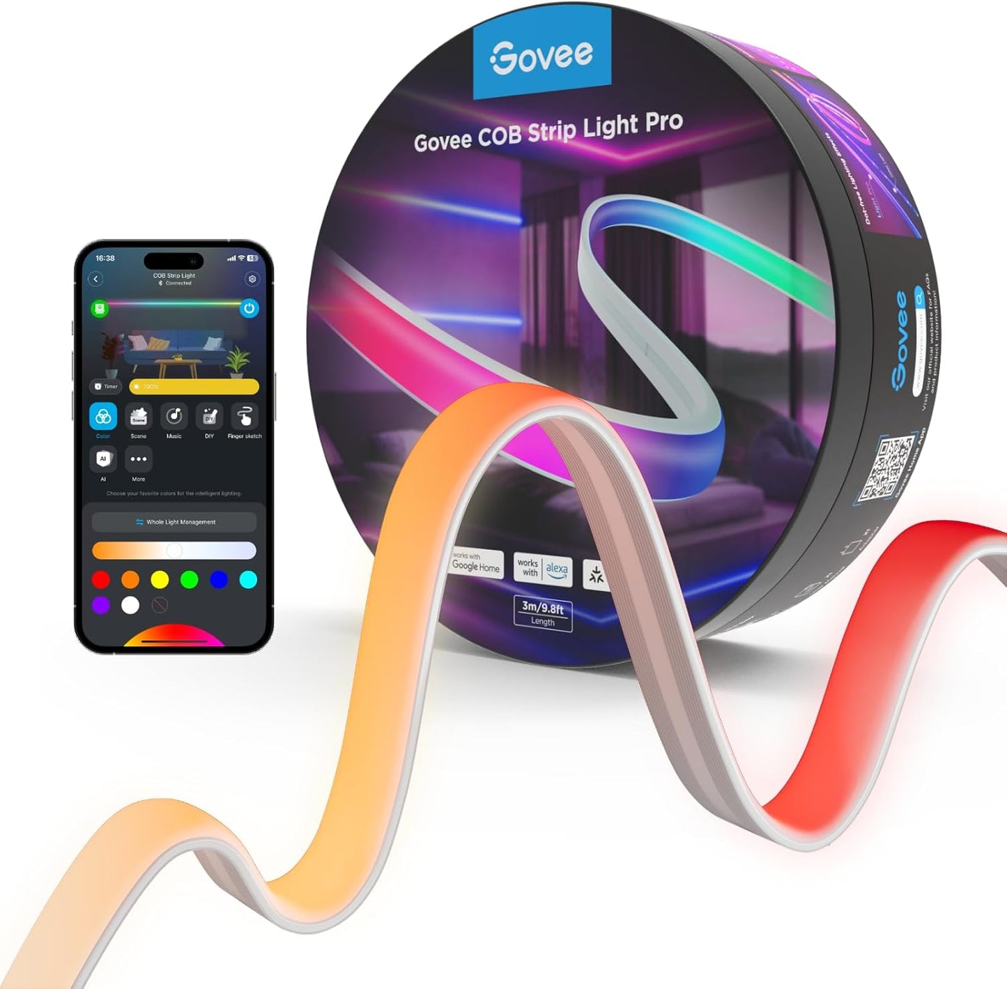 Govee COB LED Strip Light Pro for Bedroom with Smart Control