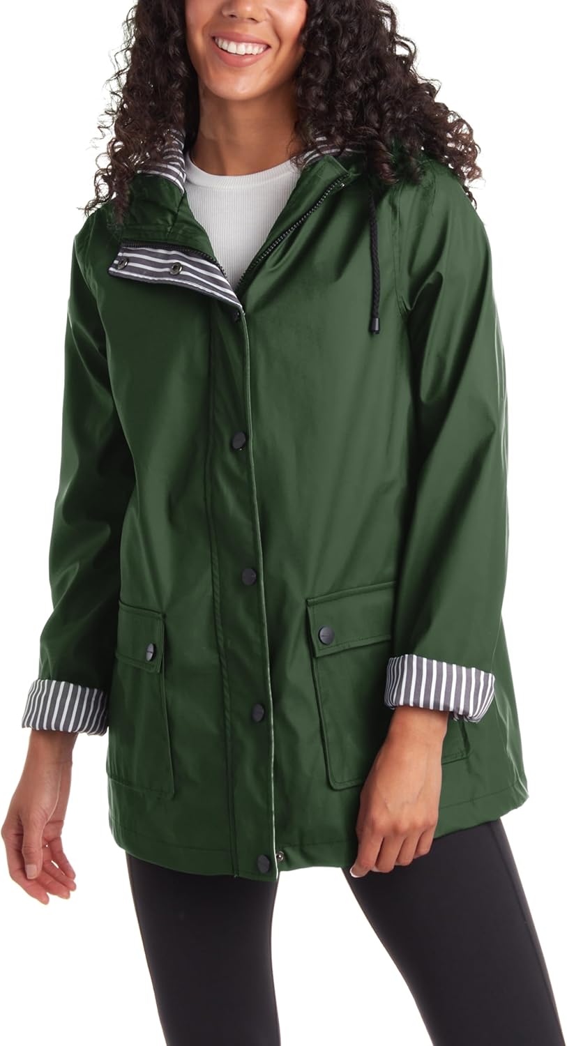 URBAN REPUBLIC Women's Raincoat Water Resistant Windbreaker Jacket