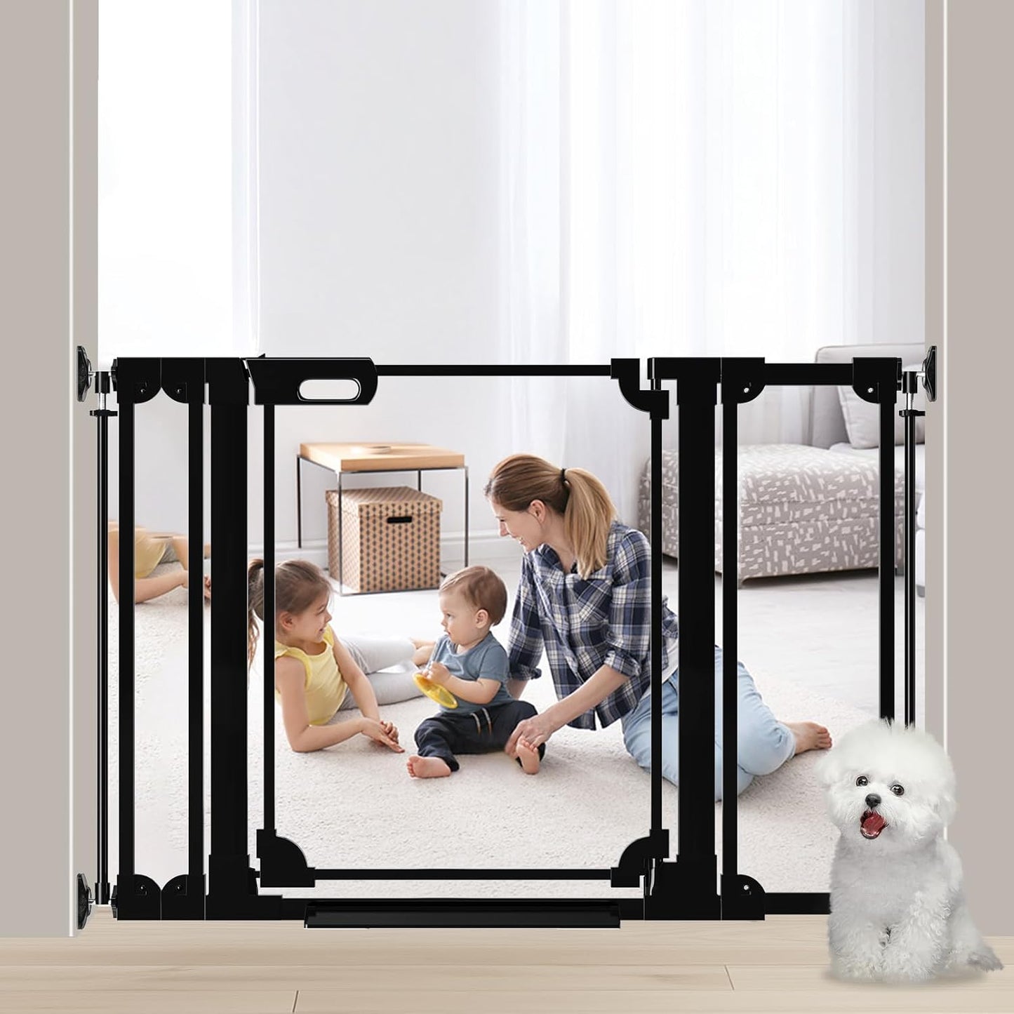 Clear Baby Gate for Stairs - Adjustable Acrylic Safety Barrier