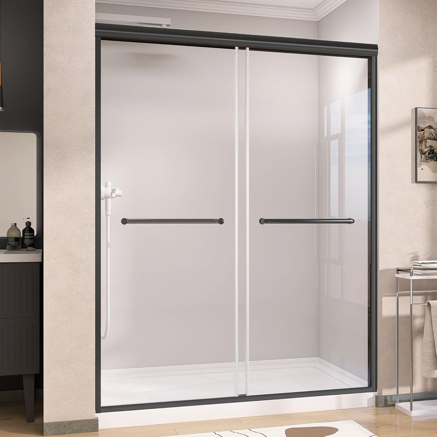 GETPRO Shower Door 56-60 in. W x 75 in. H for Walk-in