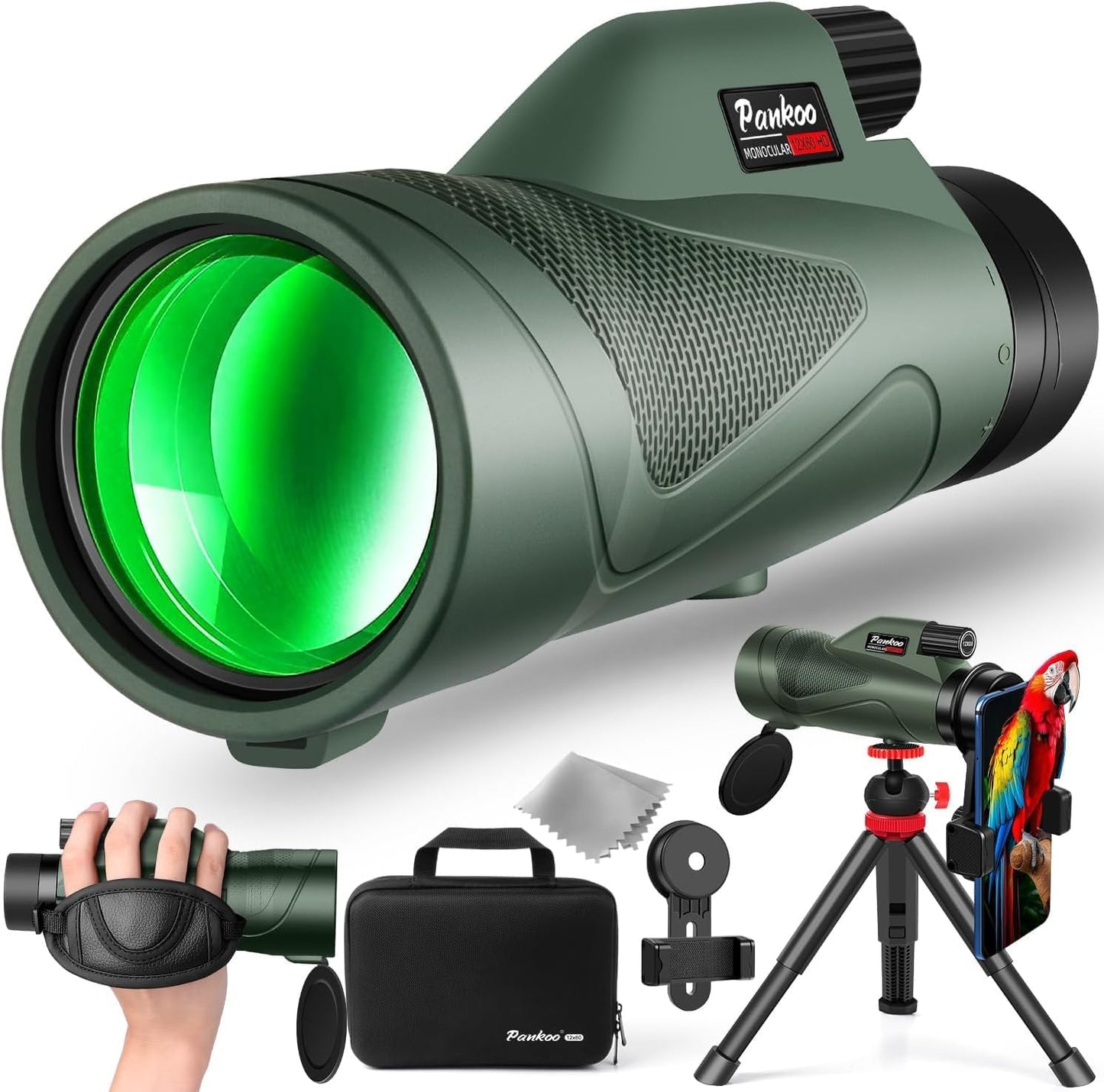 Pankoo 12x60 HD Monocular Telescope for Bird Watching and Travel