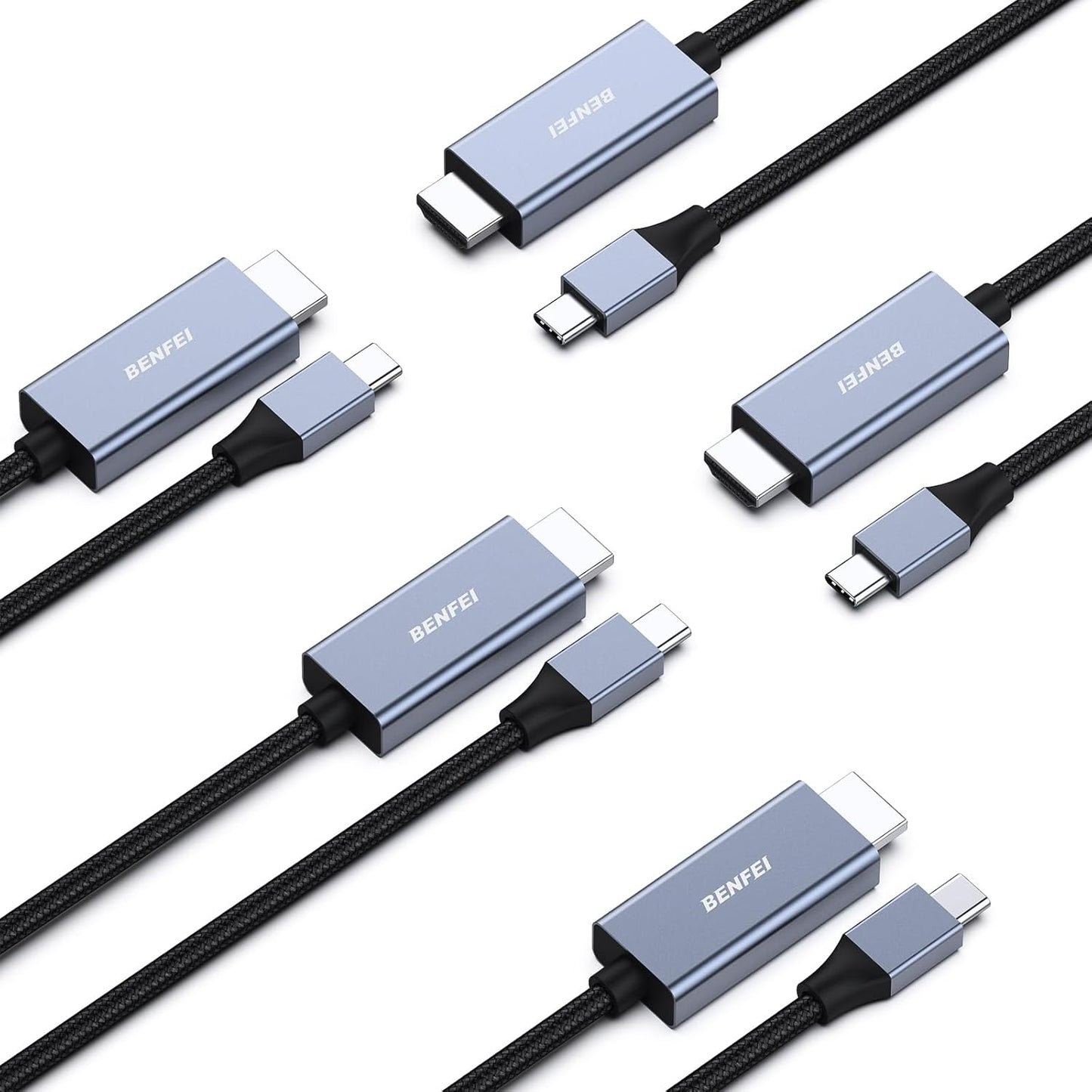 BENFEI 5 Pack USB C to HDMI 6 Feet Cable for 4K Streaming