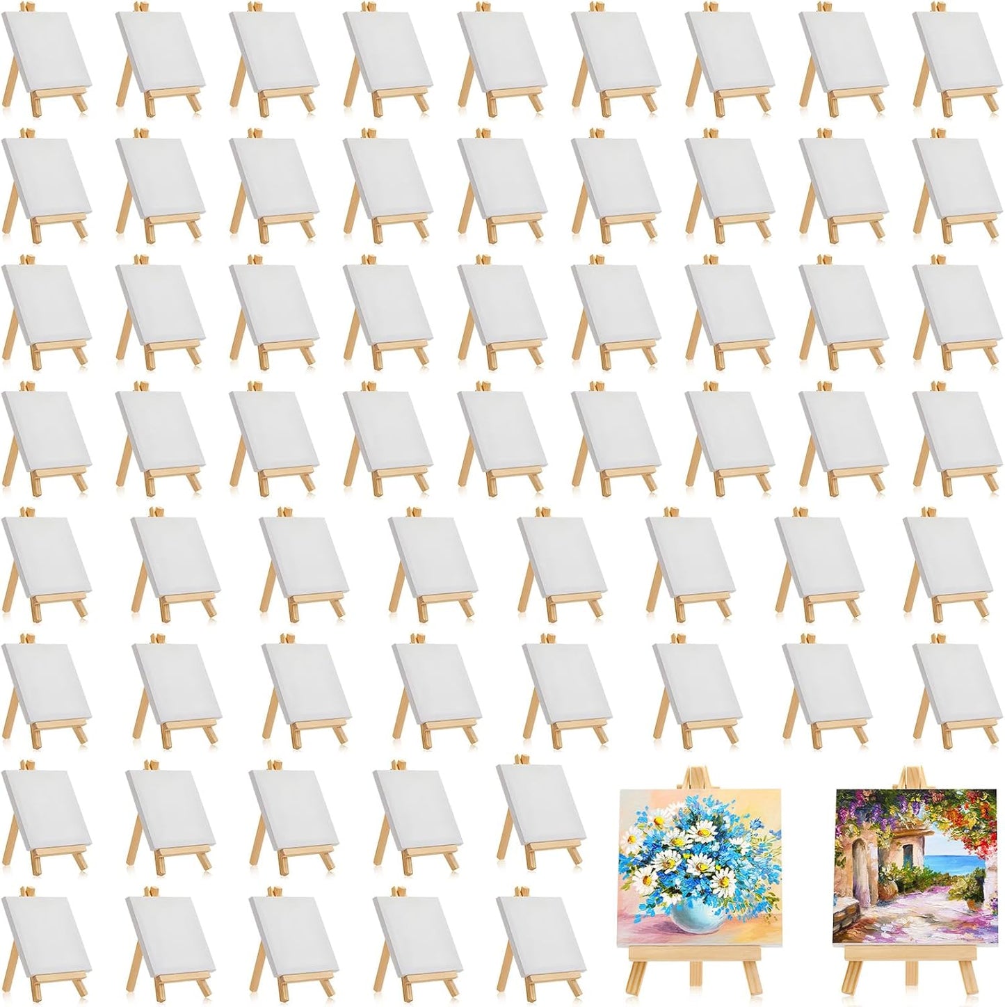 150 Pack Mini Canvases with Easels for Kids Art Projects
