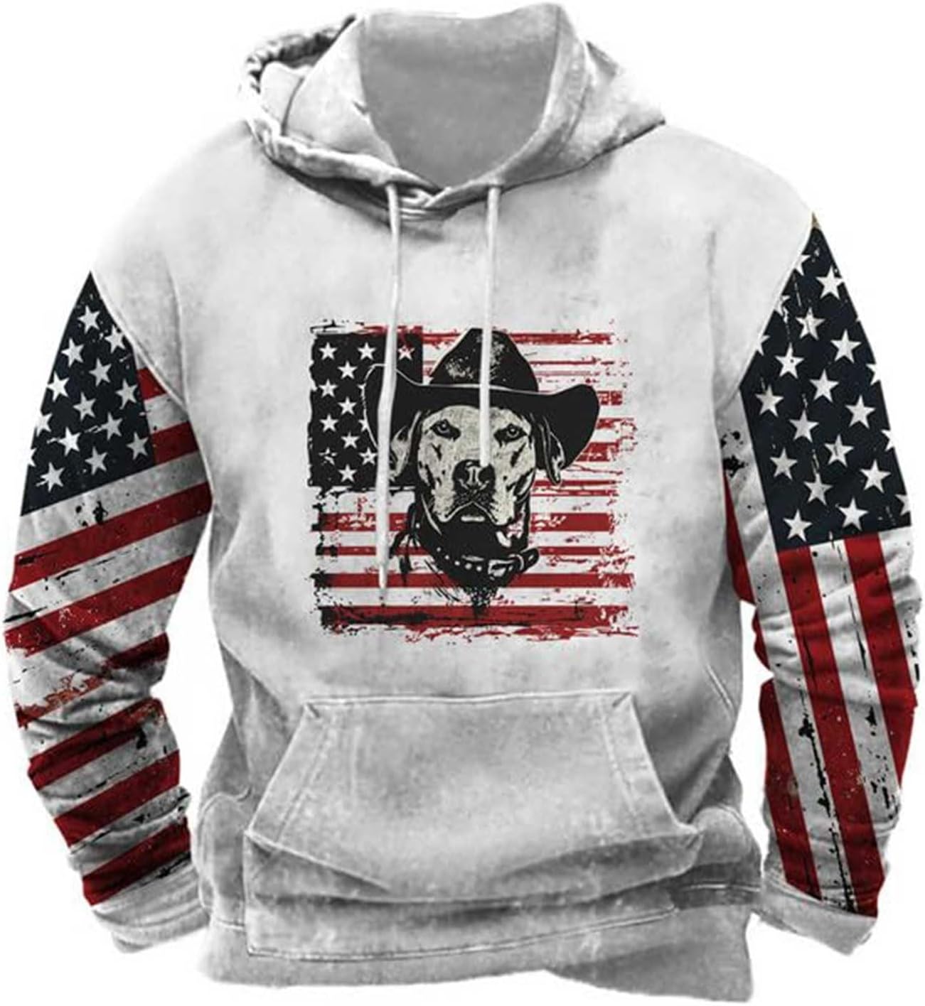 USA Flag Hoodie for Big & Tall Men by LYKCL