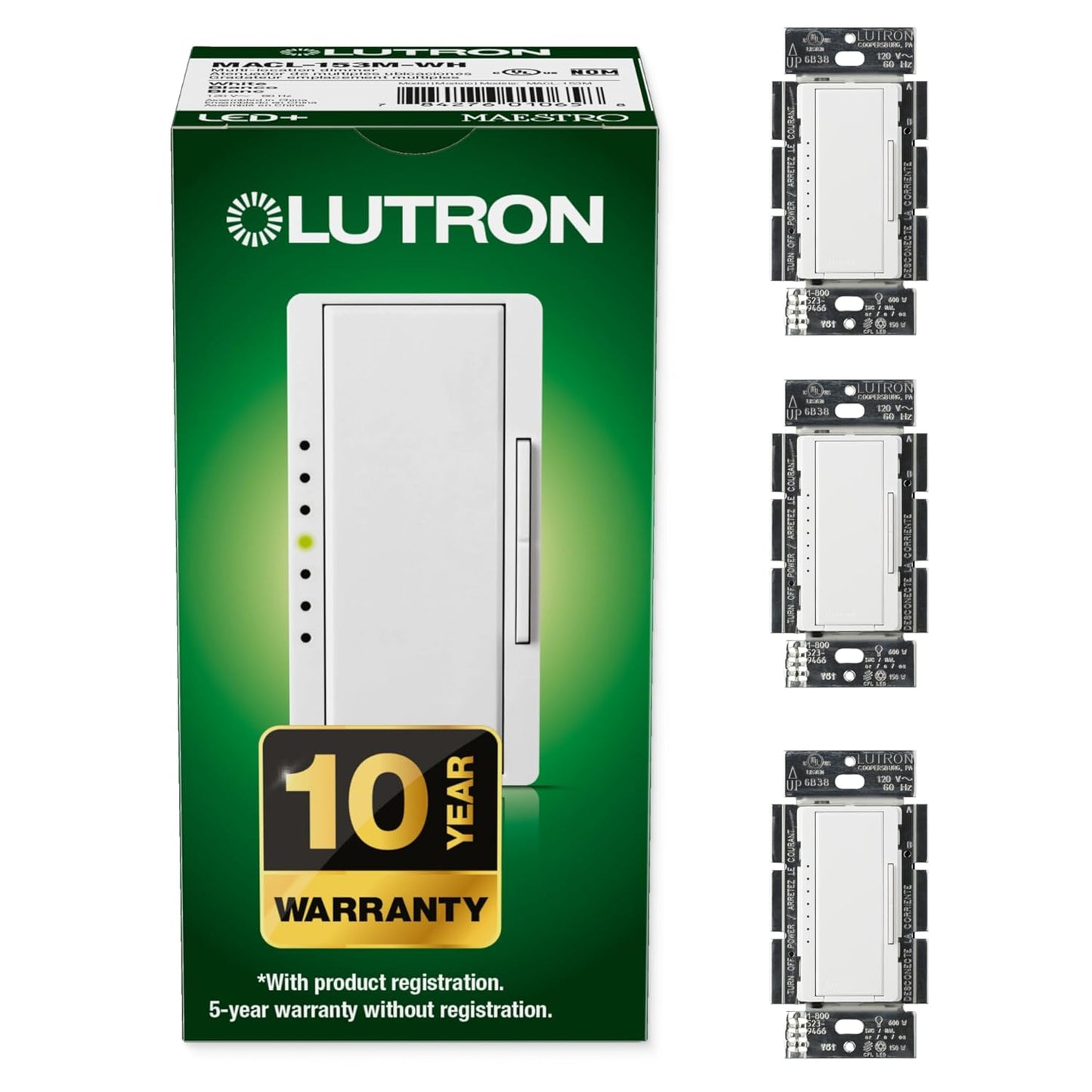 Lutron Maestro LED+ Dimmer Switch for Dimmable LED and Halogen
